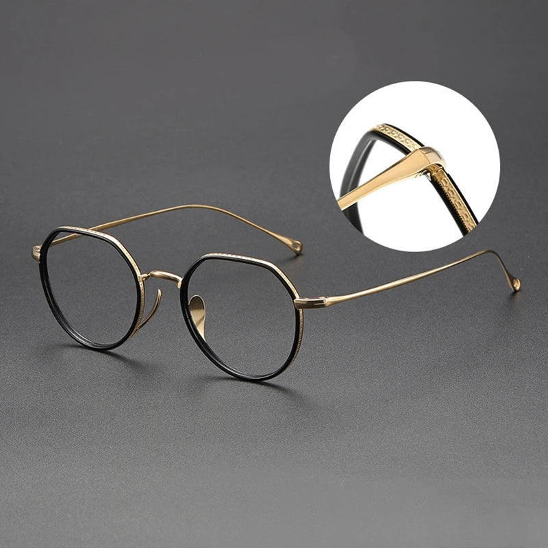 Black Titanium Round Flat Top Eyeglasses for Women - K7310 | Lightweight & Durable Frame for Everyday Wear, Office, and Reading