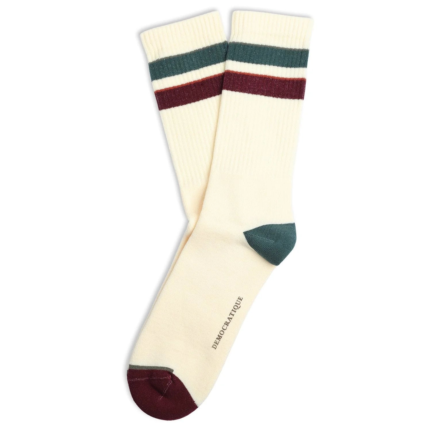 Classic Striped Athletic Socks - 5-Pack (Off White, Forest Green, Army, Red Wine, Light Rose) - Comfortable Sports & Casual Socks for Running, Gym, Workout & Everyday Wear