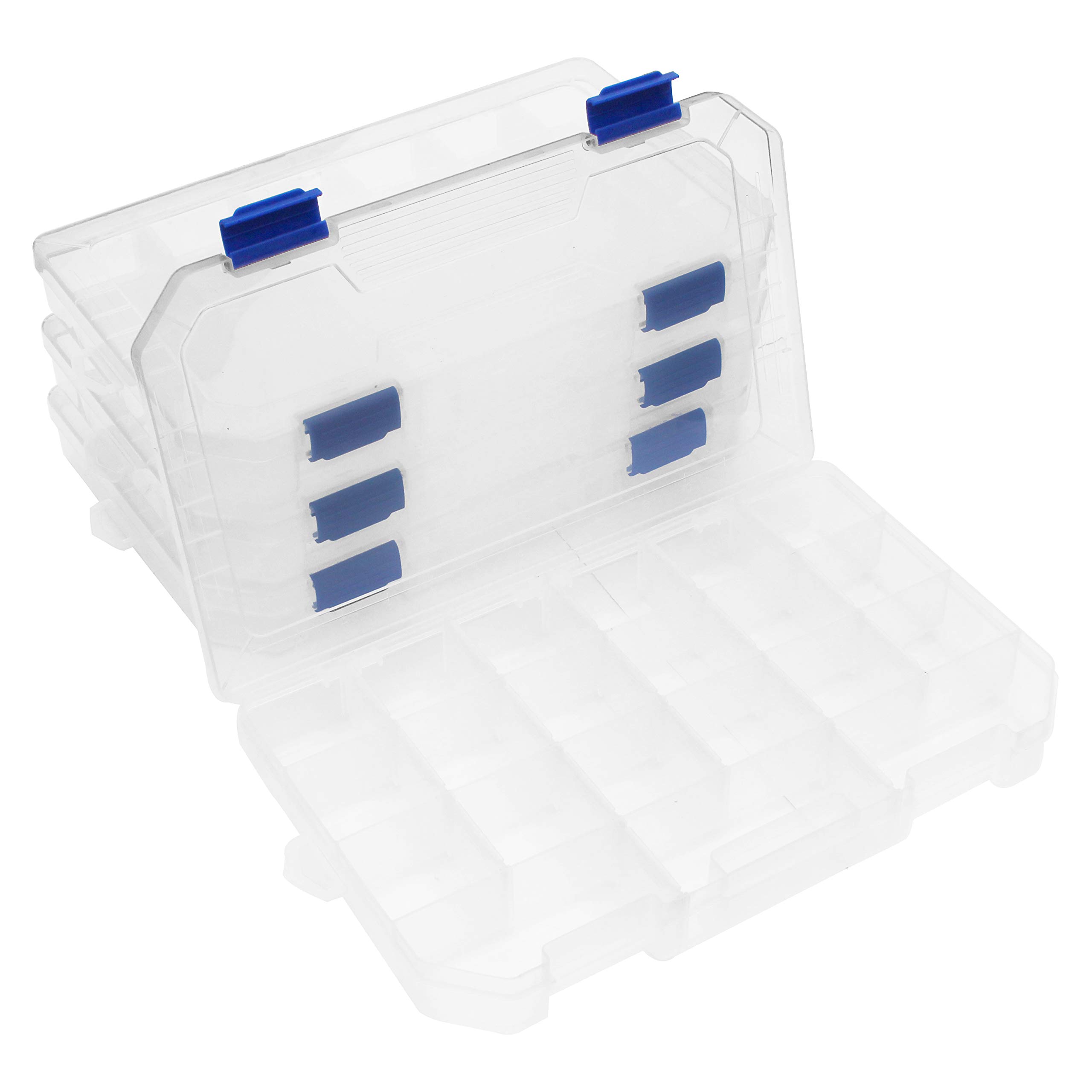 3700 Large Plastic Tackle Box Storage Organizer with Adjustable Dividers - 4 Pack Fishing Tackle Trays for Bass, Trout & Saltwater Fishing Gear Organization