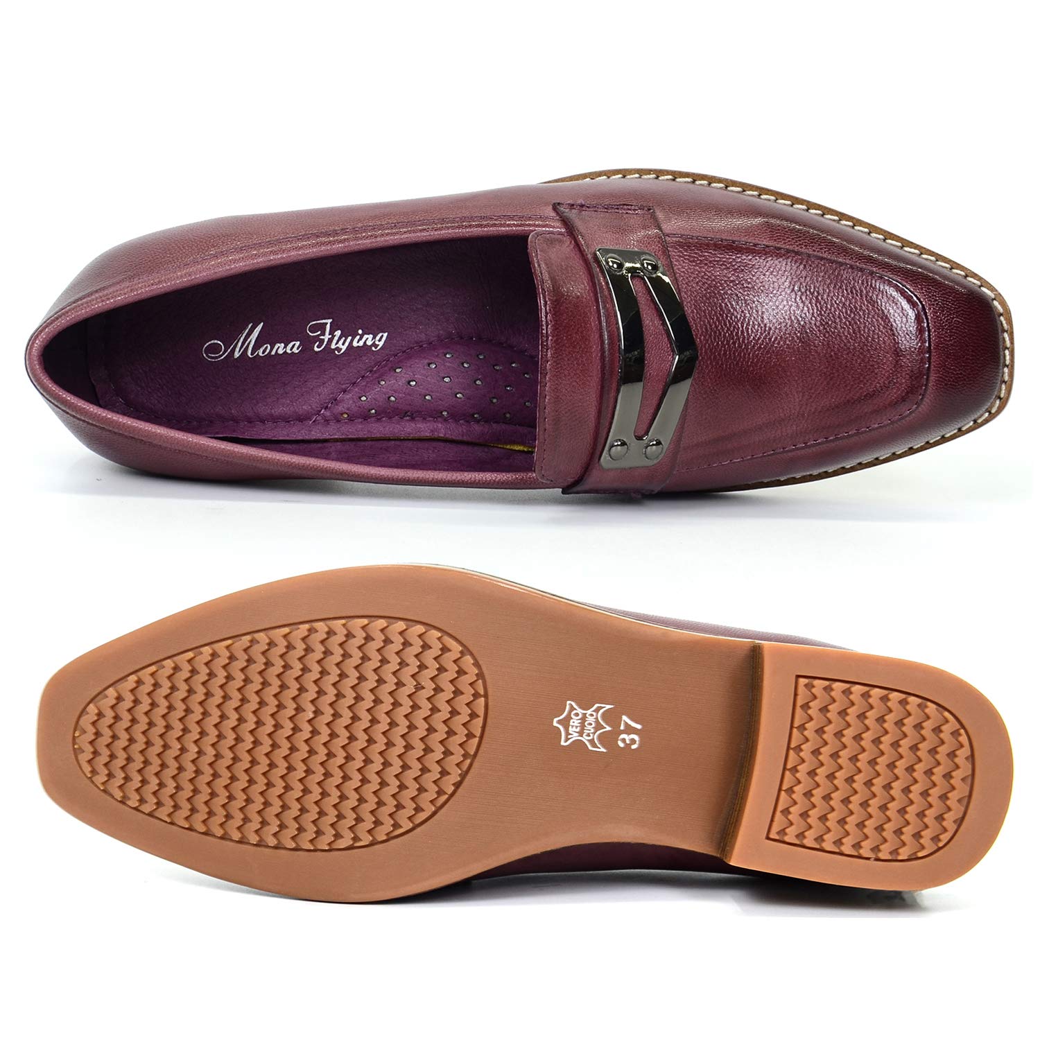 Women's Leather Penny Loafers - Square Toe Slip-On Flats for Office, Work & Casual Wear | Comfortable Dress Shoes for Ladies | Perfect for Business, Travel & Everyday Use