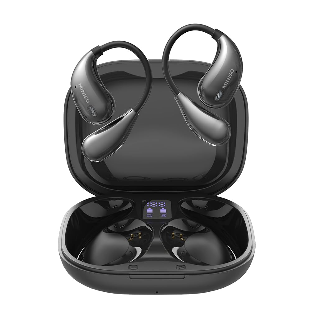 MINISO X33 AI Translation Wireless Open Ear Earbuds - Bluetooth 5.4, IPX5 Waterproof, 35H Battery Life, Premium Sound with Charging Case | Perfect for Travel, Workouts & Multilingual Communication