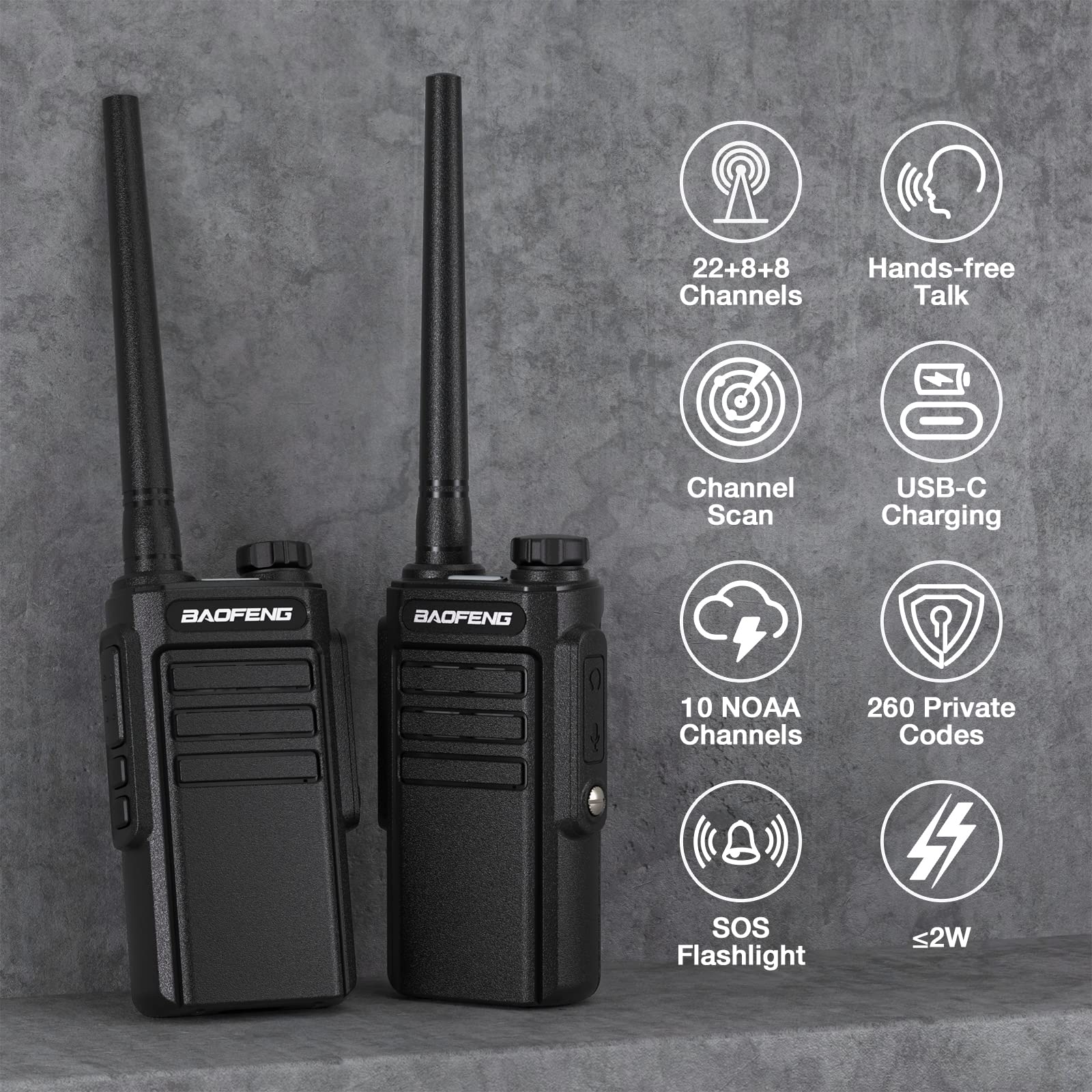 BAOFENG MP31 GMRS Radio Handheld Two Way Radio - Waterproof Rechargeable Walkie Talkies with NOAA Weather Scan, GMRS Repeater & 2-in-1 Type-C Charging Cable (2 Pack) - Perfect for Outdoor Adventures, Hiking, Camping & Emergency Communication