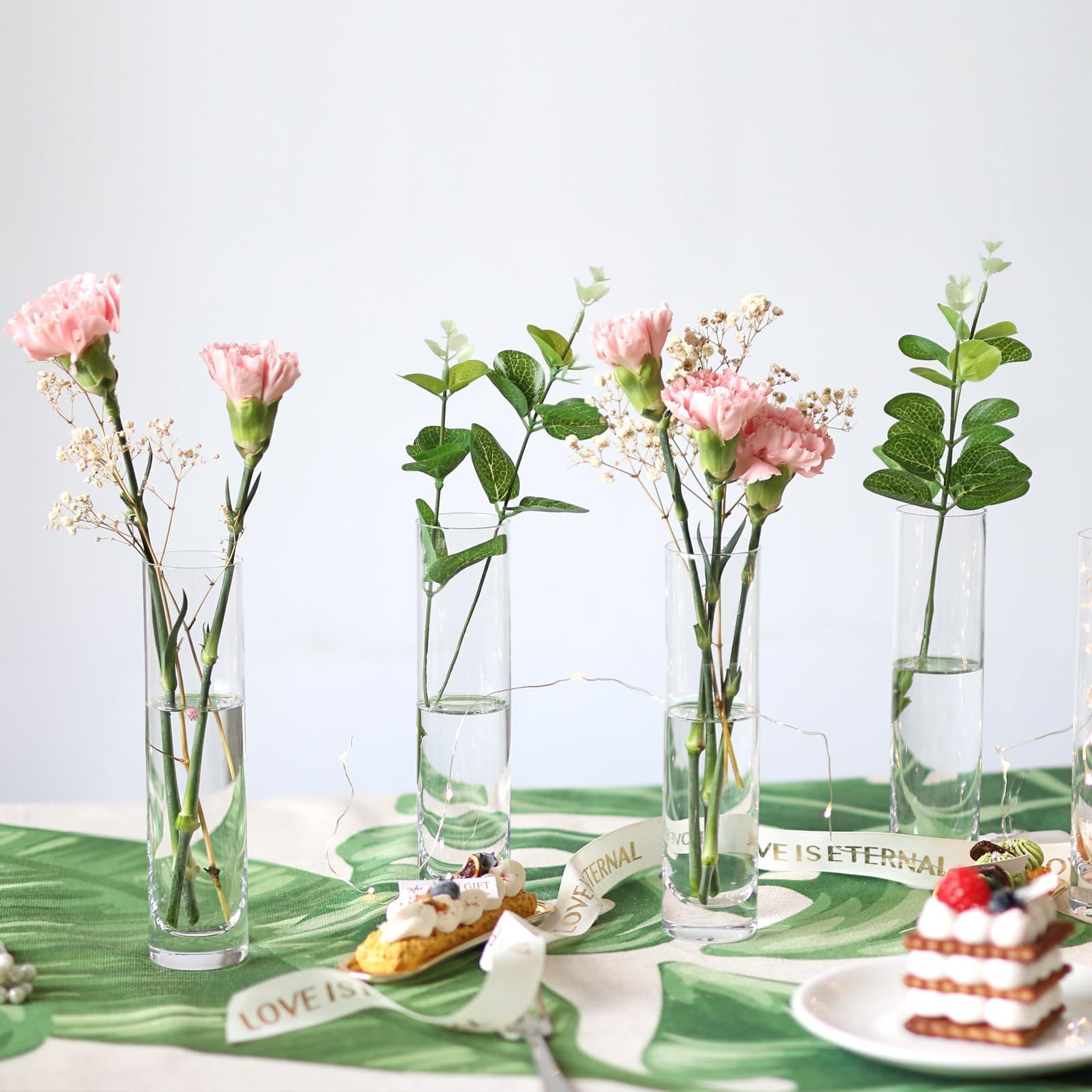 12 Pack Clear Glass Cylinder Bud Vases - 7.5