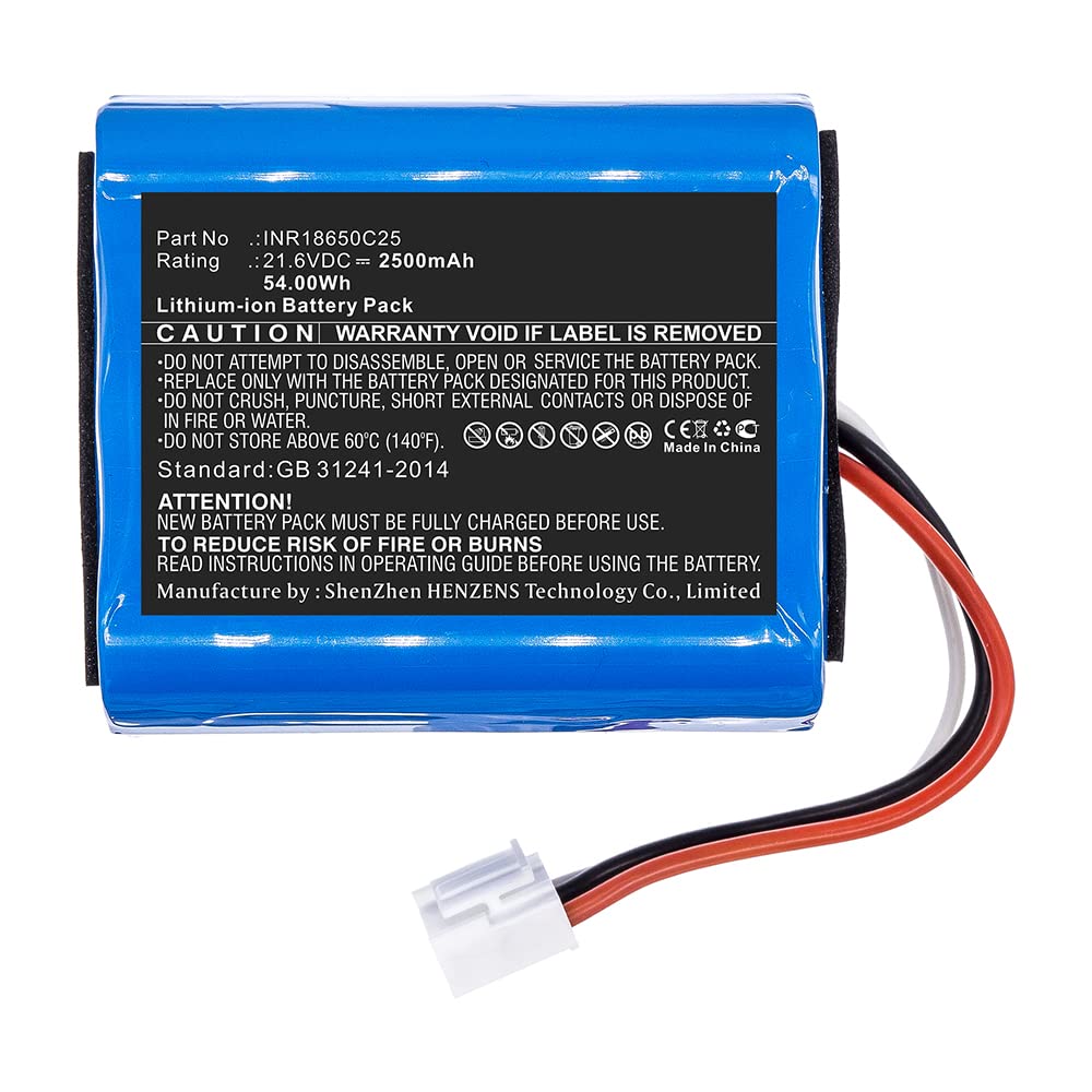 Synergy Digital 21.6V 2500mAh Li-ion Vacuum Cleaner Battery - Replacement for INR18650C25 Model | Perfect for Home Cleaning, Car Detailing & Pet Hair Removal