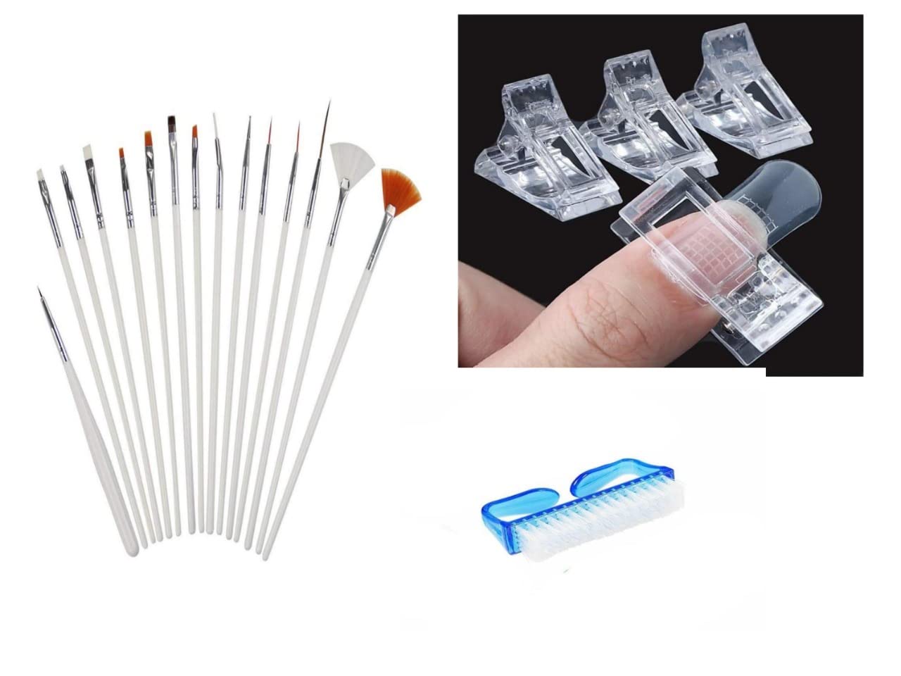 AJORA Professional Nail Art Combo Kit - All-in-One Nail Paint Brush Set, Nail Clippers & Dusting Brush for Salon & Home Manicures - Perfect for DIY Nails, Gel Polish Application & Nail Care