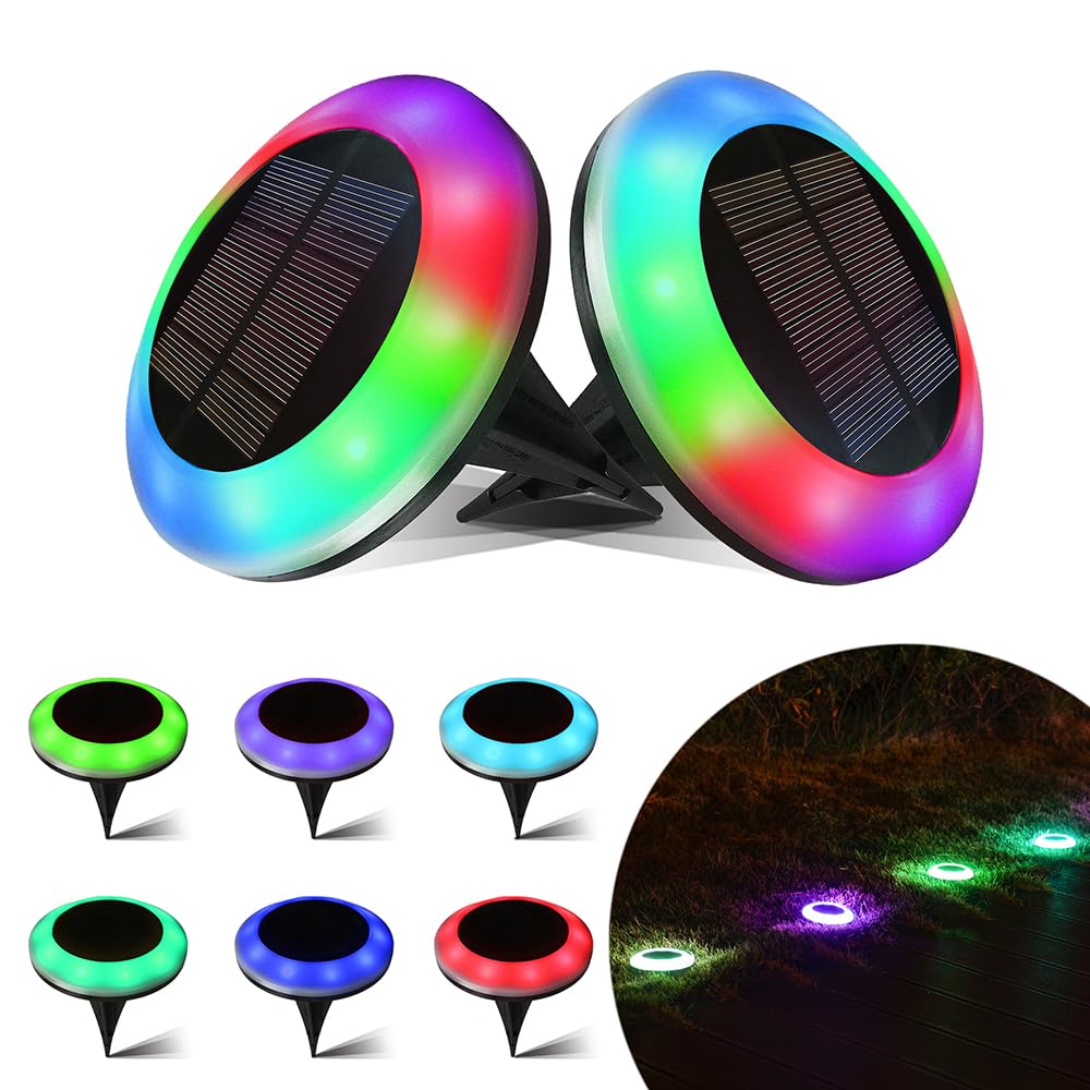 8 Pack 20 Lumens Solar Powered LED Landscape Lights - Color Changing Outdoor Garden Lights for Pathway, Patio, Yard, Lawn & Pool Area | Weatherproof Decorative Lighting for Walkways, Driveways & Backyard Decor
