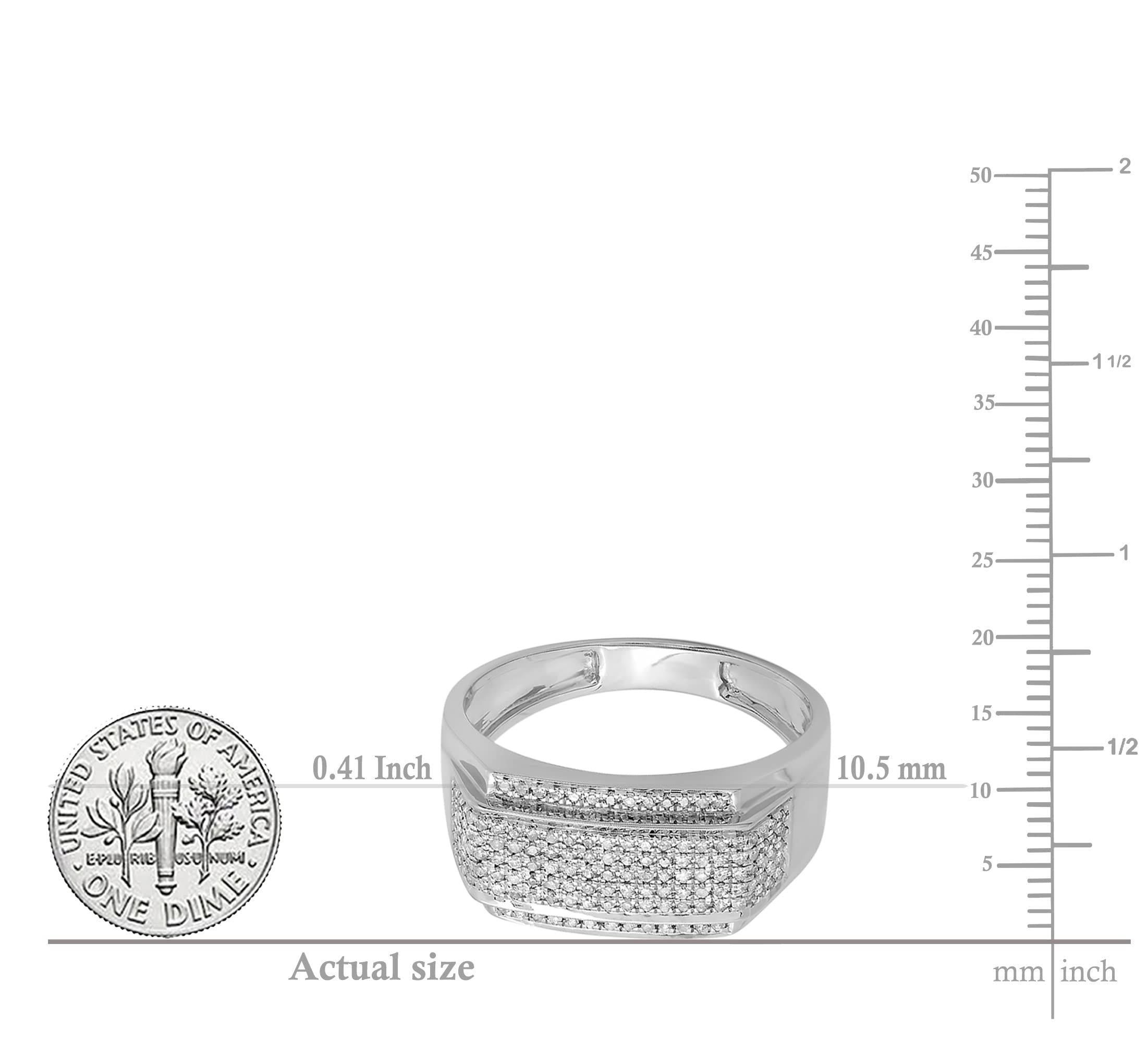 0.45 Carat Round White Diamond Men's Engagement Ring in 925 Sterling Silver - Dazzlingrock Collection Rectangular Composite Ring for Proposals, Weddings & Anniversaries