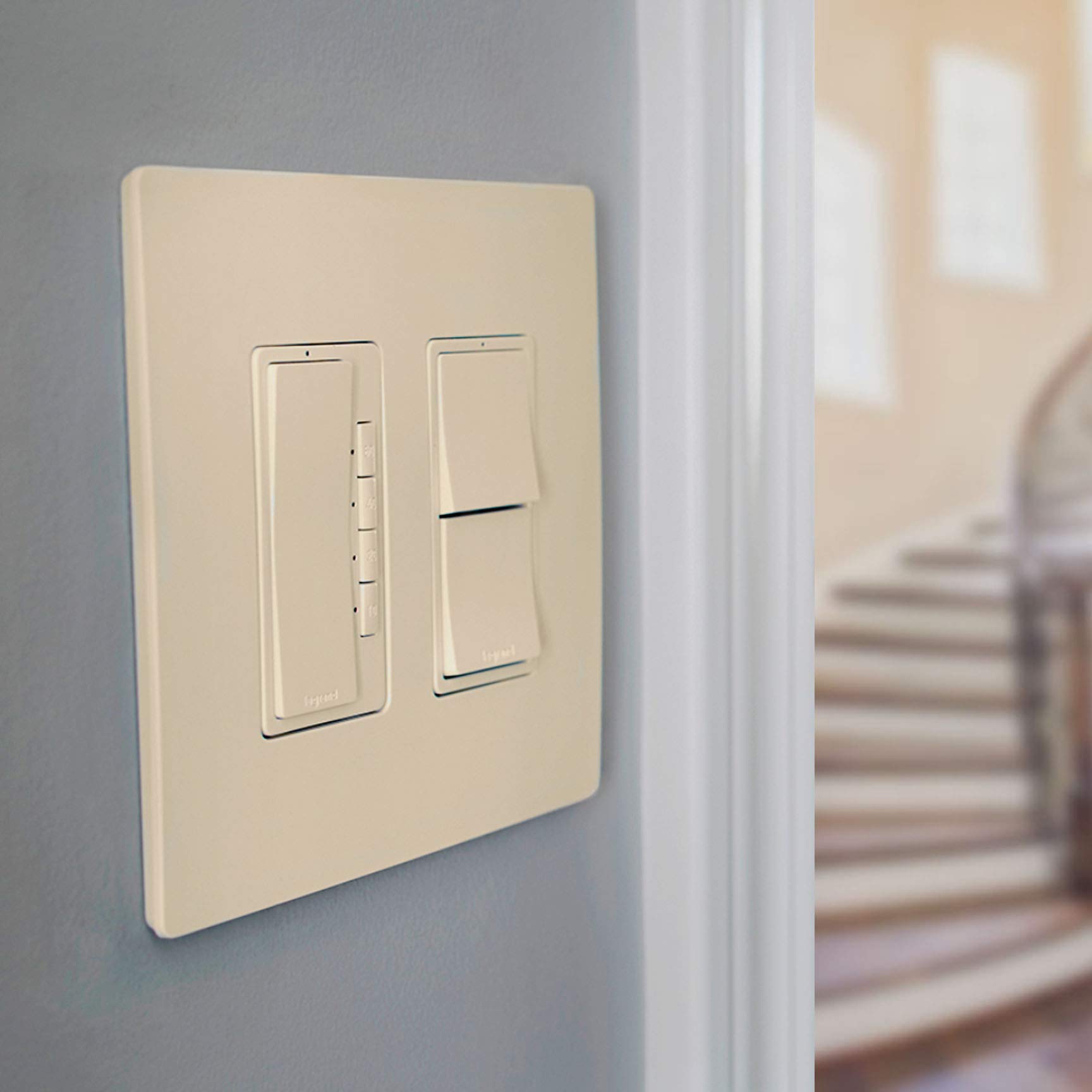 Legrand Radiant 15 Amp Rocker Light Switch - 2 Single-Pole Switches in Light Almond (Pack of 2) - Perfect for Home Lighting Control in Bedrooms, Living Rooms & Hallways