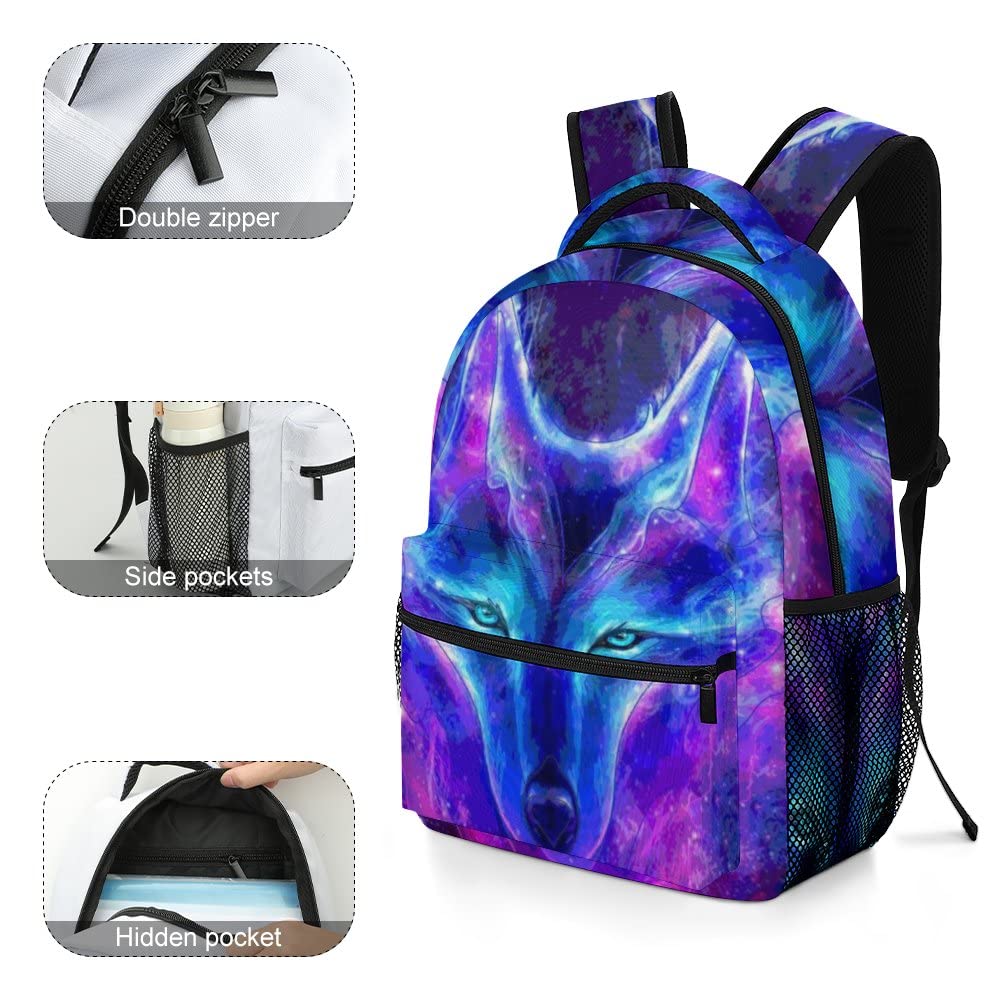 Wolf Galaxy Sky Kids Backpack - Lightweight School & Travel Daypack for Boys, Girls, Men & Women - Perfect for School, Hiking, Camping & Daily Use