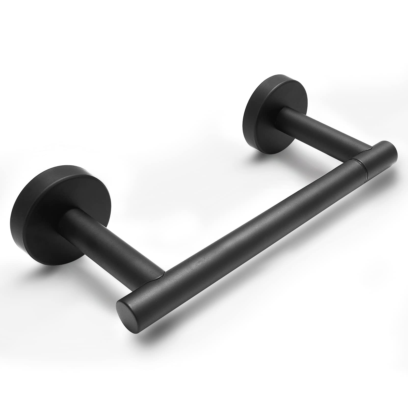 2-Pack Matte Black Stainless Steel Toilet Paper Holder & Towel Hook Set - Wall Mounted Bathroom Accessories for Restroom, Vanity & Powder Room Organization