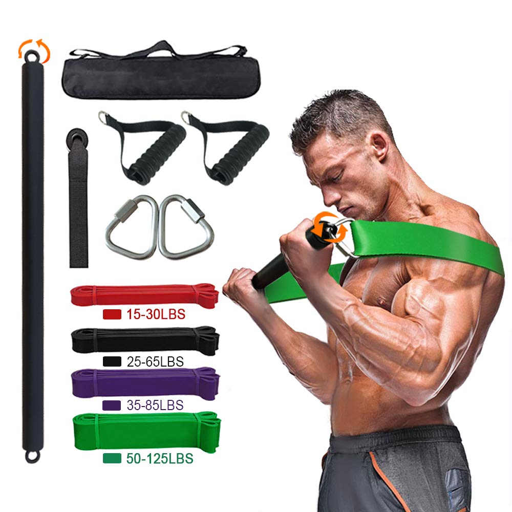 Portable Pull Up Bar with Resistance Bands - Adjustable Doorway Home Gym Equipment for Full Body Workout - Strength Training, Fitness Exercise for Men & Women - Perfect for Home, Office, or Travel Use