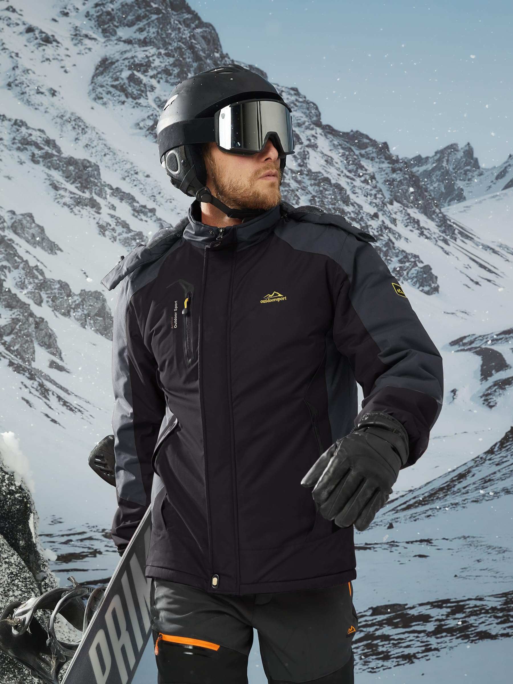 TACVASEN Men's Water-Resistant Fleece Winter Jacket - Military Tactical Snow Ski Coat with Hood for Outdoor Hiking, Camping & Cold Weather Protection
