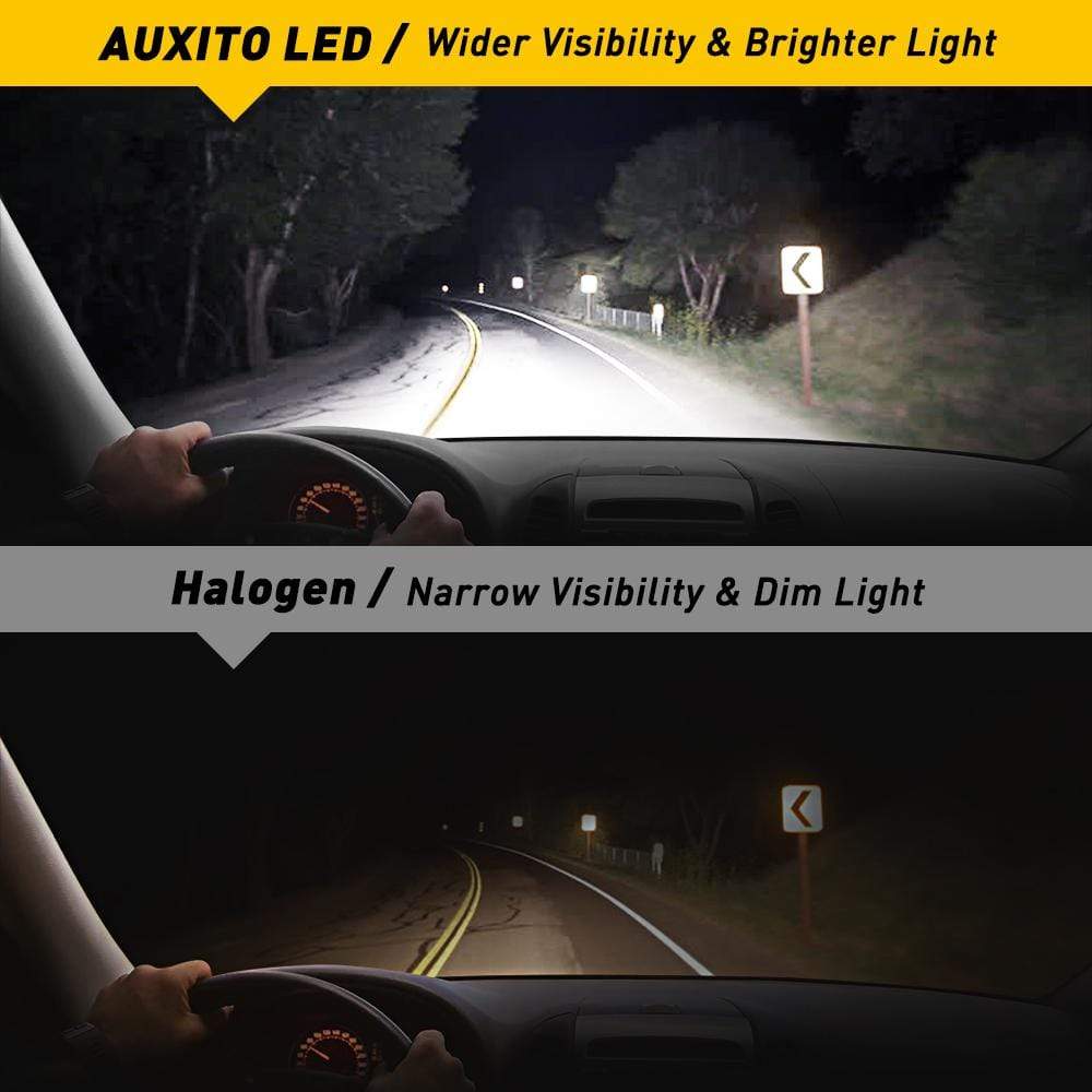 AUXITO 9005 HB3 High Beam and 9006 HB4 Low Beam LED Bulbs Combo Kit - 400% Brighter, 6500K Cool White Light - Perfect for Night Driving, Fog Lights, and Off-Road Vehicles