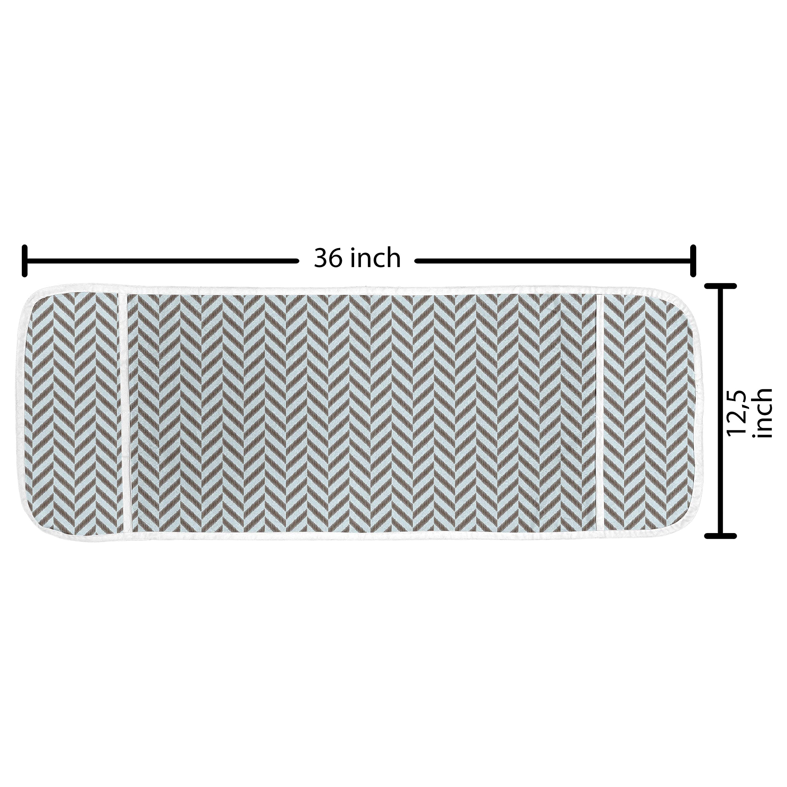 Ambesonne Waterproof Microwave Cover with Pockets - Chevron Zig Zag Triangle Pattern in Sky Blue & Brown - 36