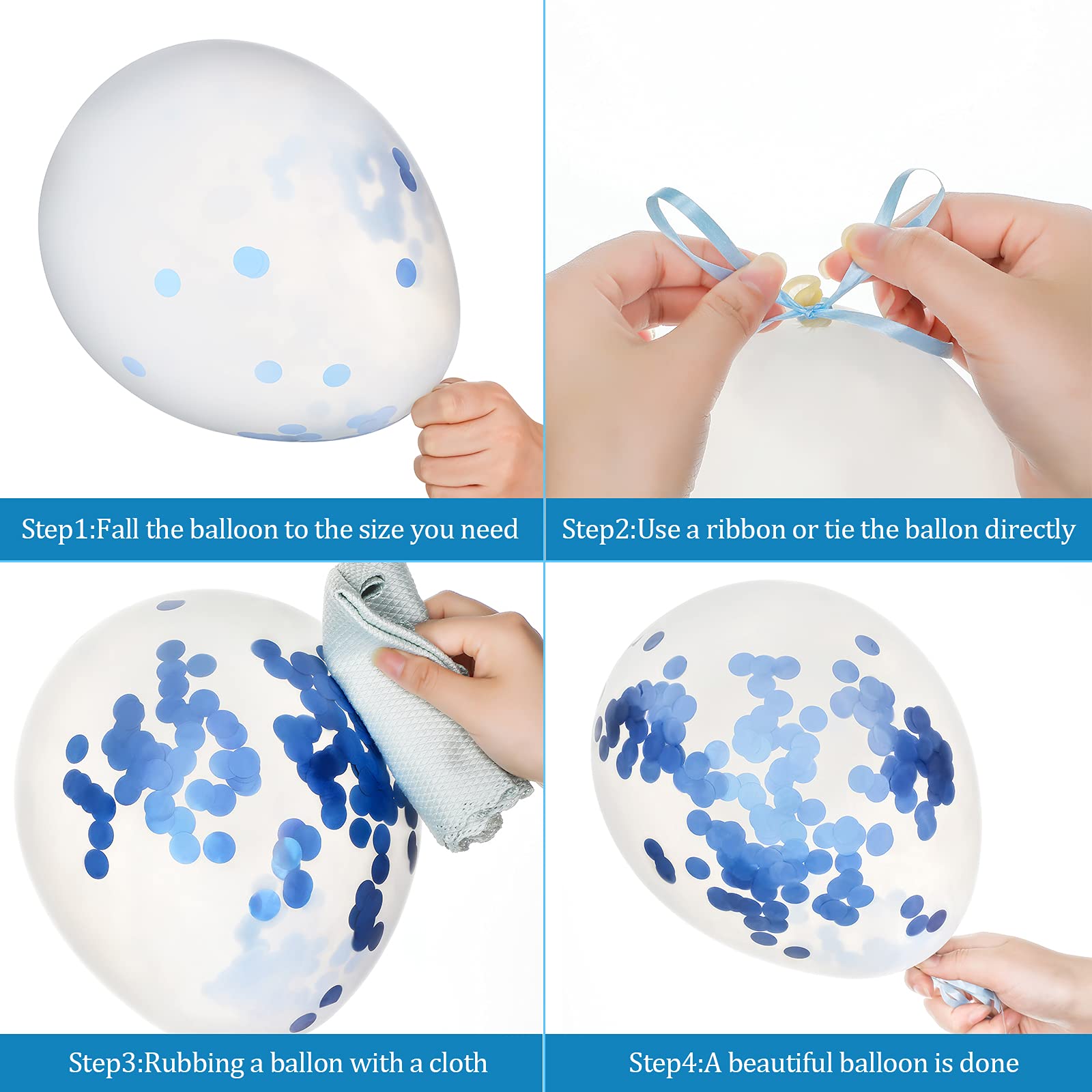 Skylety 36 Pcs 12 Inch Blue & White Paw Print Balloons - Dog Themed Latex Balloons with Confetti & Ribbons for Puppy Birthday, Baby Shower, Graduation Party Decorations | Perfect for Pet Lovers & Animal Theme Celebrations