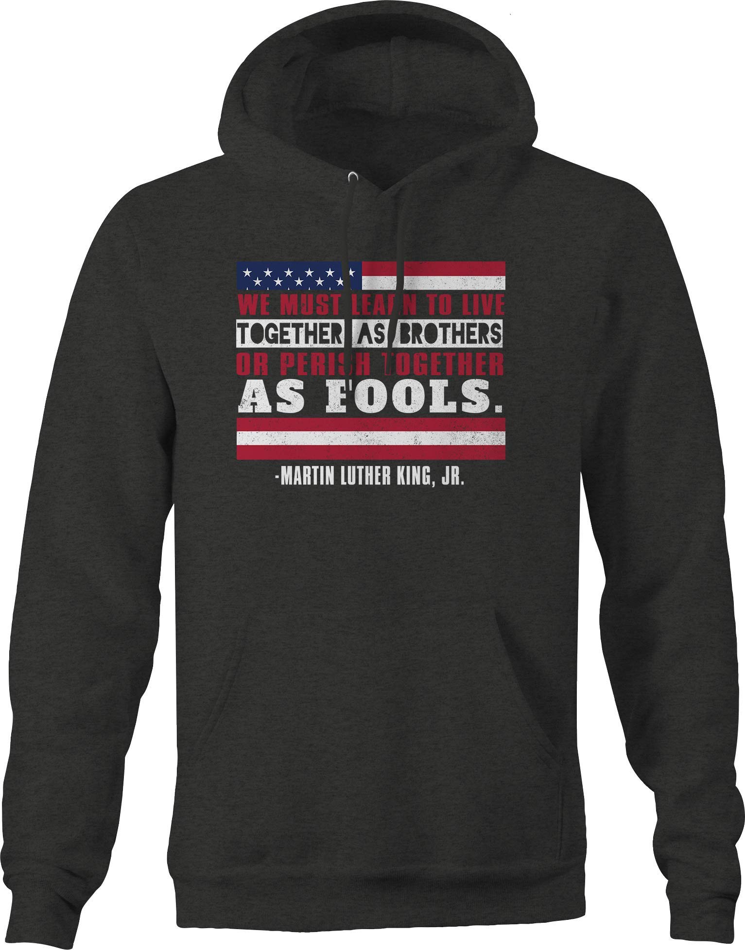 Learn to Live Together America Graphic Hoodie for Men - Dark Grey | Patriotic Casual Wear for Everyday & Outdoor Activities