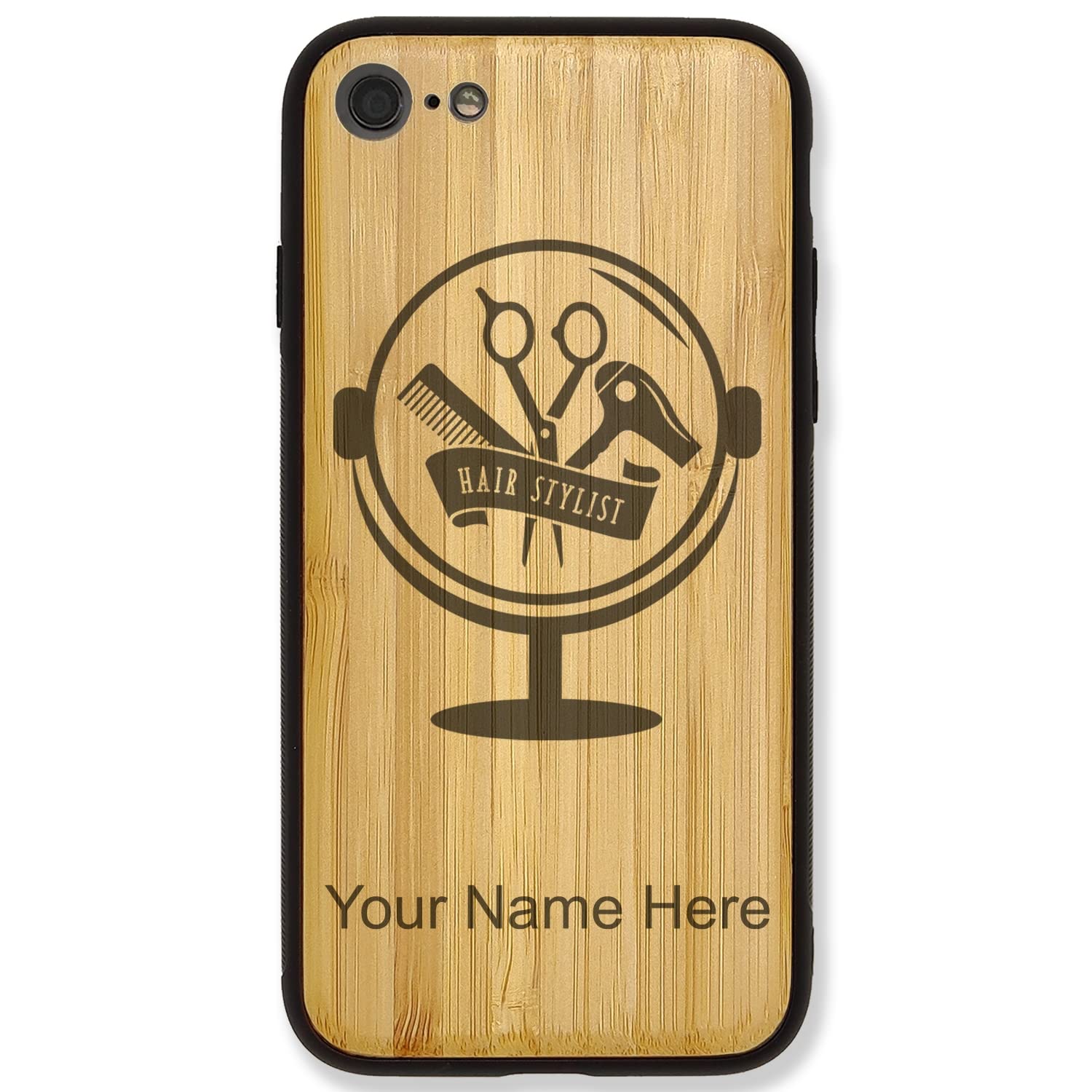 Premium Bamboo Phone Case for iPhone 7 Plus & 8 Plus - Personalized Engraving Gift for Hair Stylists | Protective Cover for Salon Professionals & Mobile Users