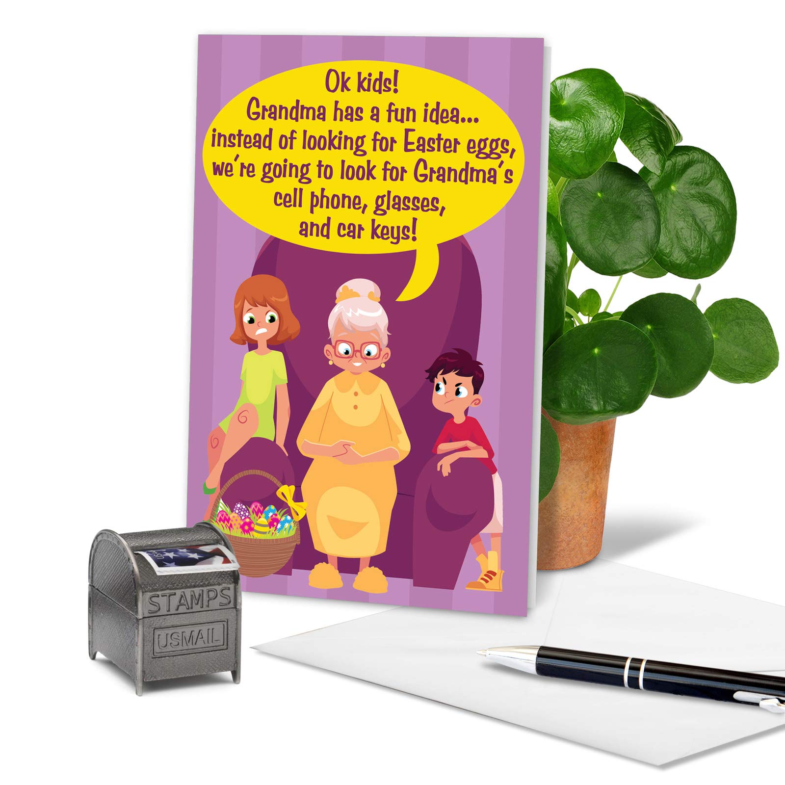 Funny Easter Card with Envelope - Humorous Easter Greeting Card for Grandma - Cute & Unique Easter Notecard Idea (C6764EAG) - Perfect for Easter Gifts, Family Celebrations & Holiday Greetings