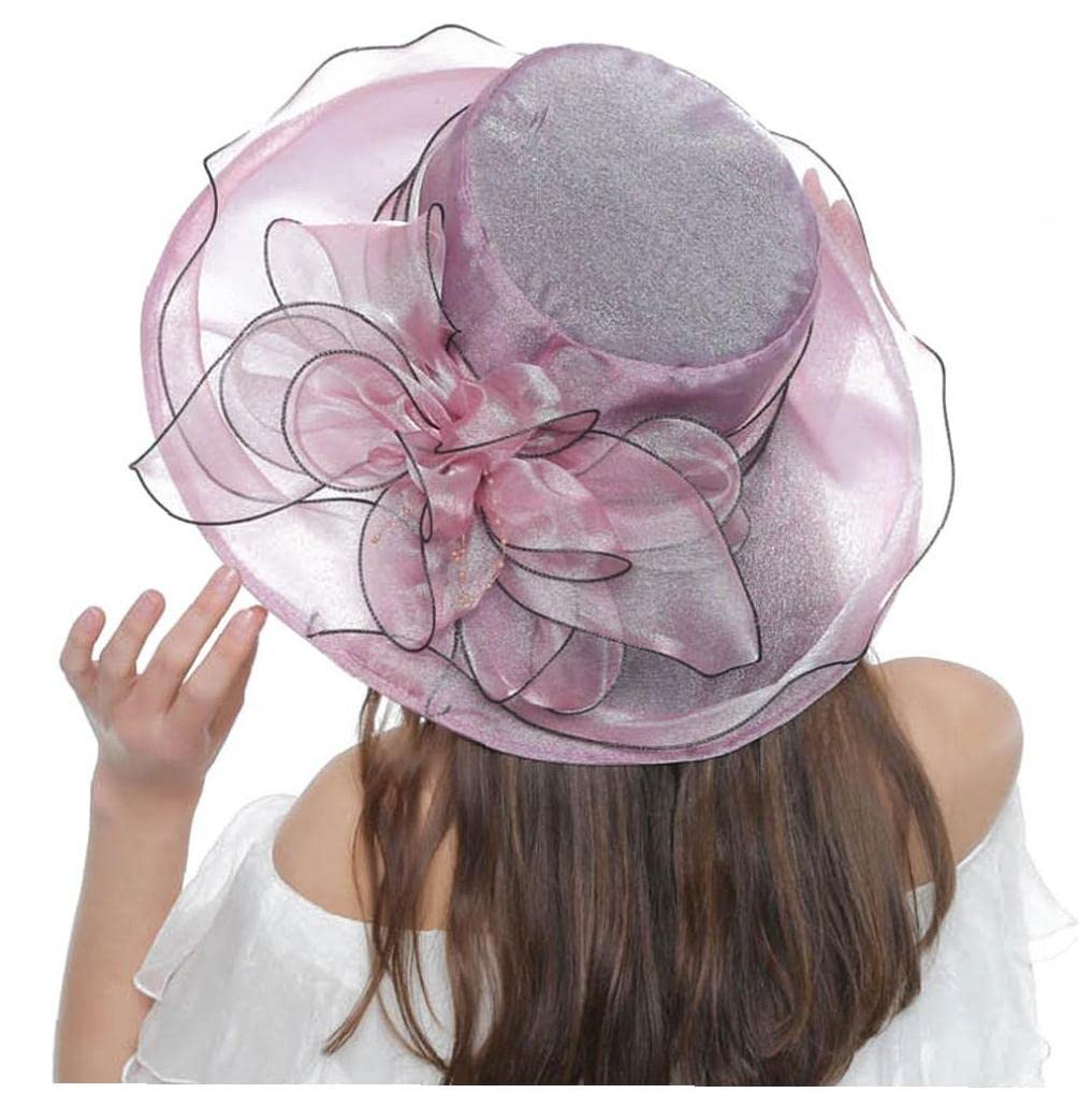 Women's Foldable Organza Wide Brim Wedding Hat - Elegant Summer Gauze Derby Cap for Church, Party, Beach & Travel - Perfect for Outdoor Events, Bridal Showers & Vacation Outfits