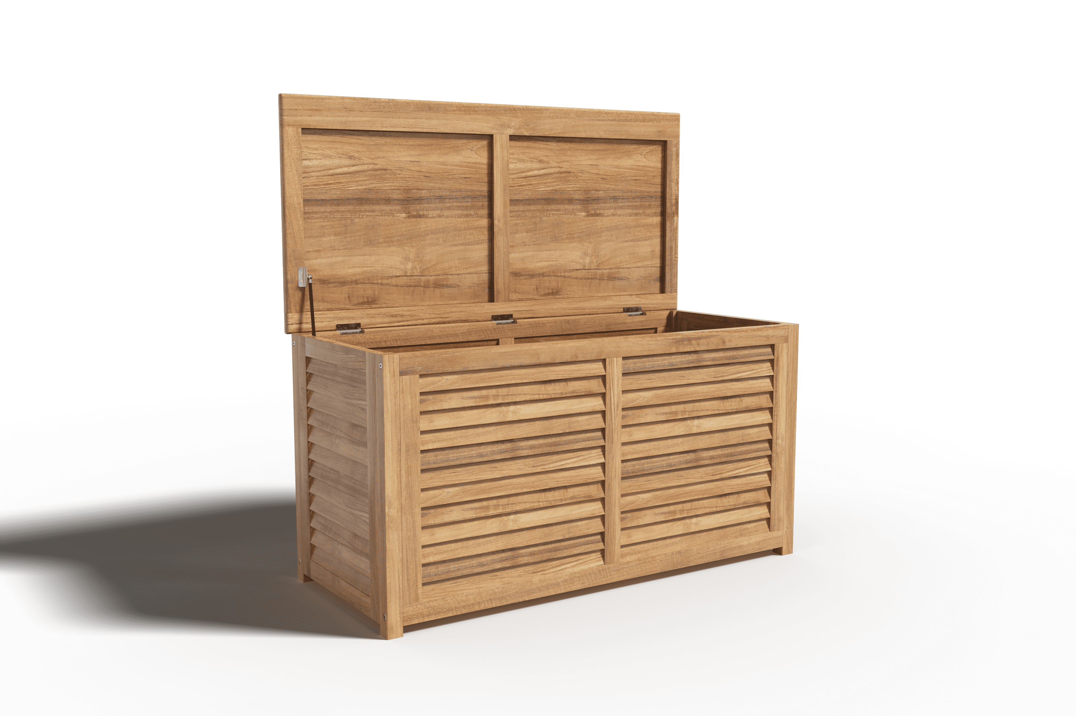 Martha Teak Outdoor Storage Cushion Box - Weatherproof Patio Furniture Bench with Seat Cushion Storage - Perfect for Garden, Deck, and Poolside Organization
