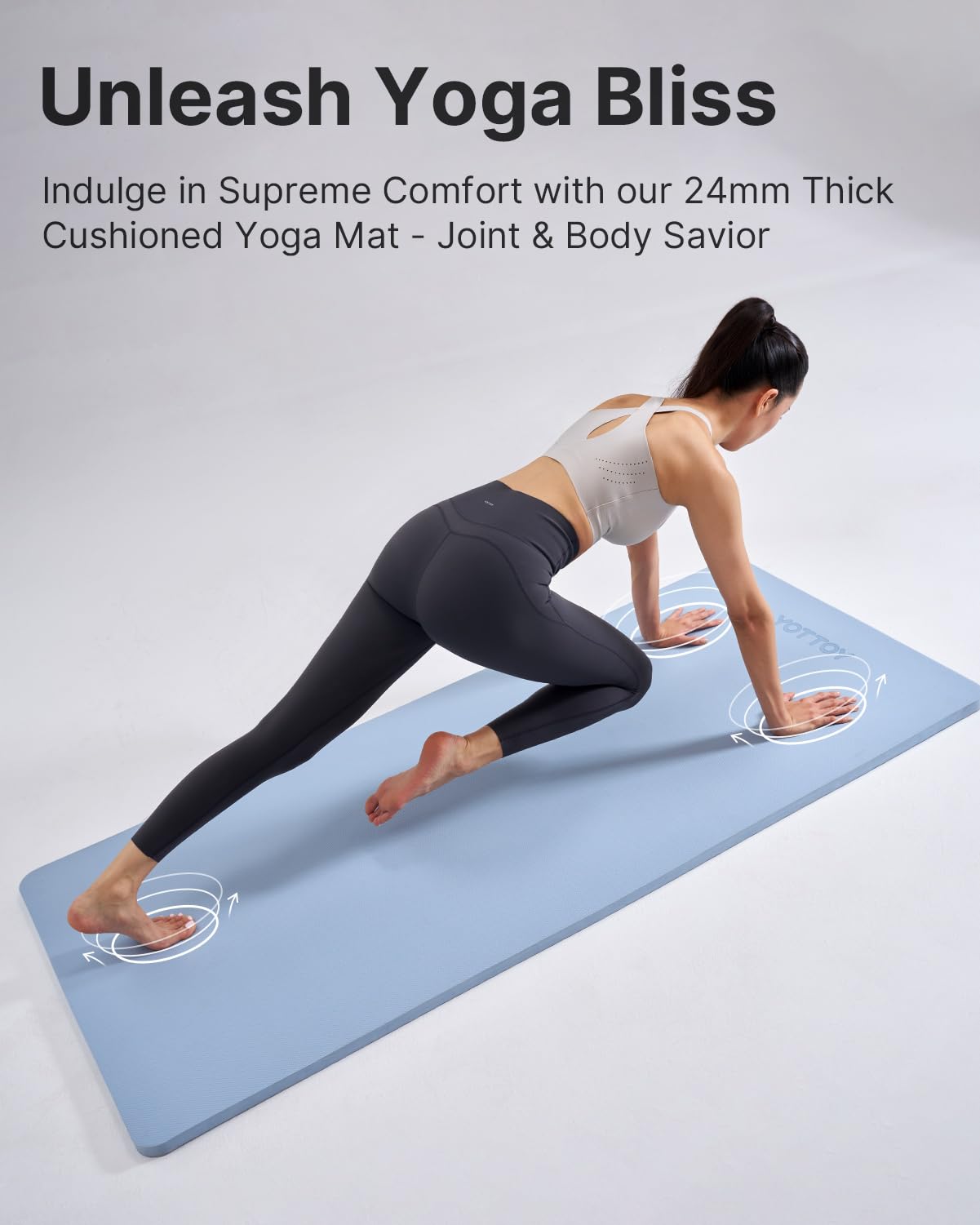 YOTTOY Extra Thick 1 Inch TPE Yoga Mat - Non-Slip Professional Exercise Mat for Yoga, Pilates, Fitness & Home Workouts | Includes Carrying Strap | Perfect for Home Gym, Studio & Outdoor Yoga Sessions