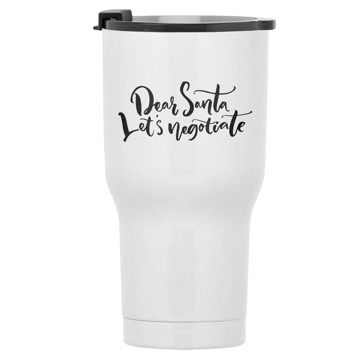 Dear Santa Let's Negotiate Tumbler - 30oz Stainless Steel Insulated Travel Mug for Coffee & Tea, Christmas Holiday Themed Cute Kitchen Decor - Perfect for Office, Home, Gifts & Winter Adventures
