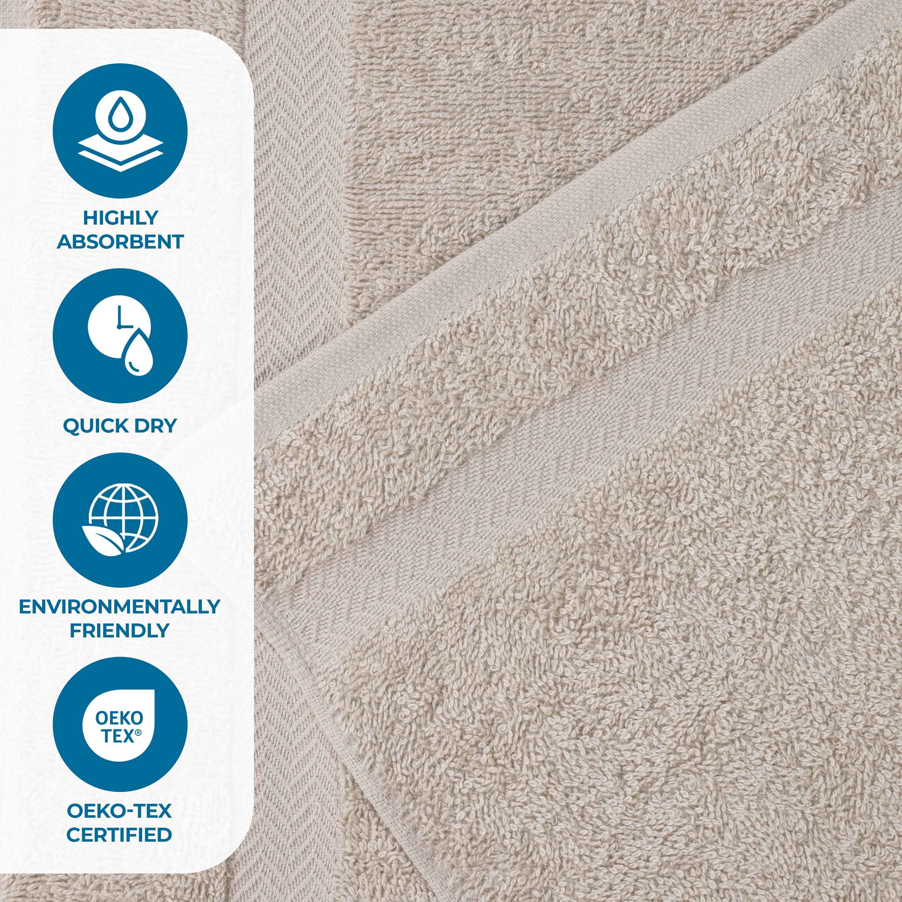 Franklin 100% Cotton Eco-Friendly 24-Piece Face Towel Set | Soft Absorbent Washcloths for Spa, Gym, Travel & Daily Skincare | Hypoallergenic Bath Towels