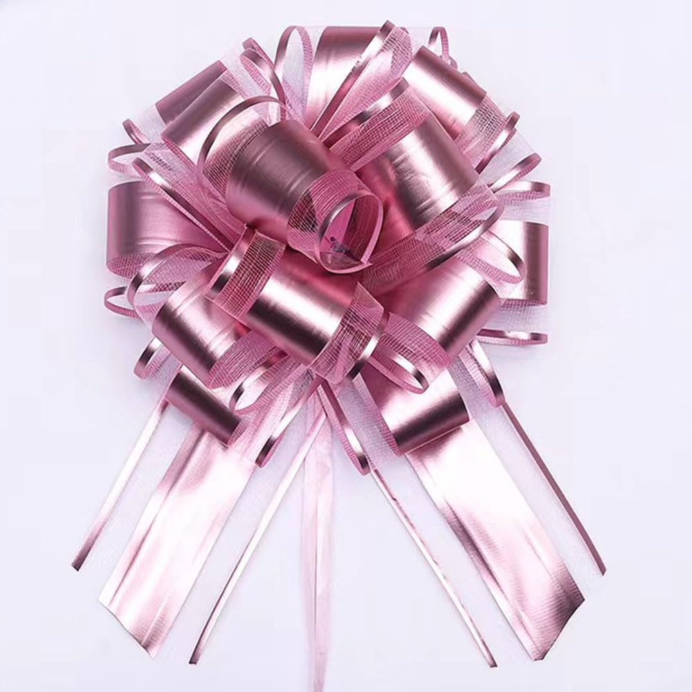 6pcs Pink Pull Bows for Gift Wrapping - 6 Inch Diameter Decorative Bows for Wedding Baskets, Christmas, Valentine's Day & Party Decorations - Perfect for DIY Gifts, Holiday Presents & Special Occasions (Pink)