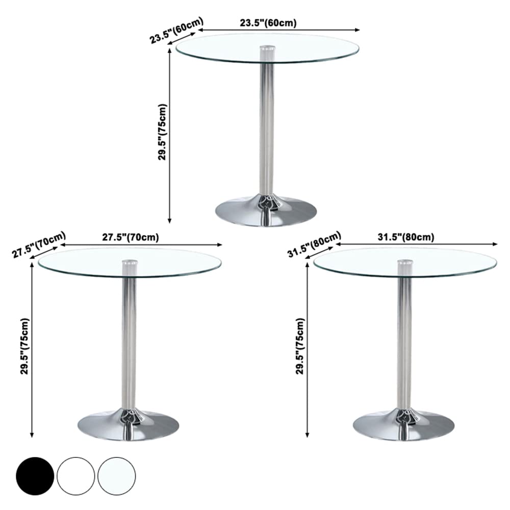 Modern Round Glass Dining Table with Tulip Base - 23.6