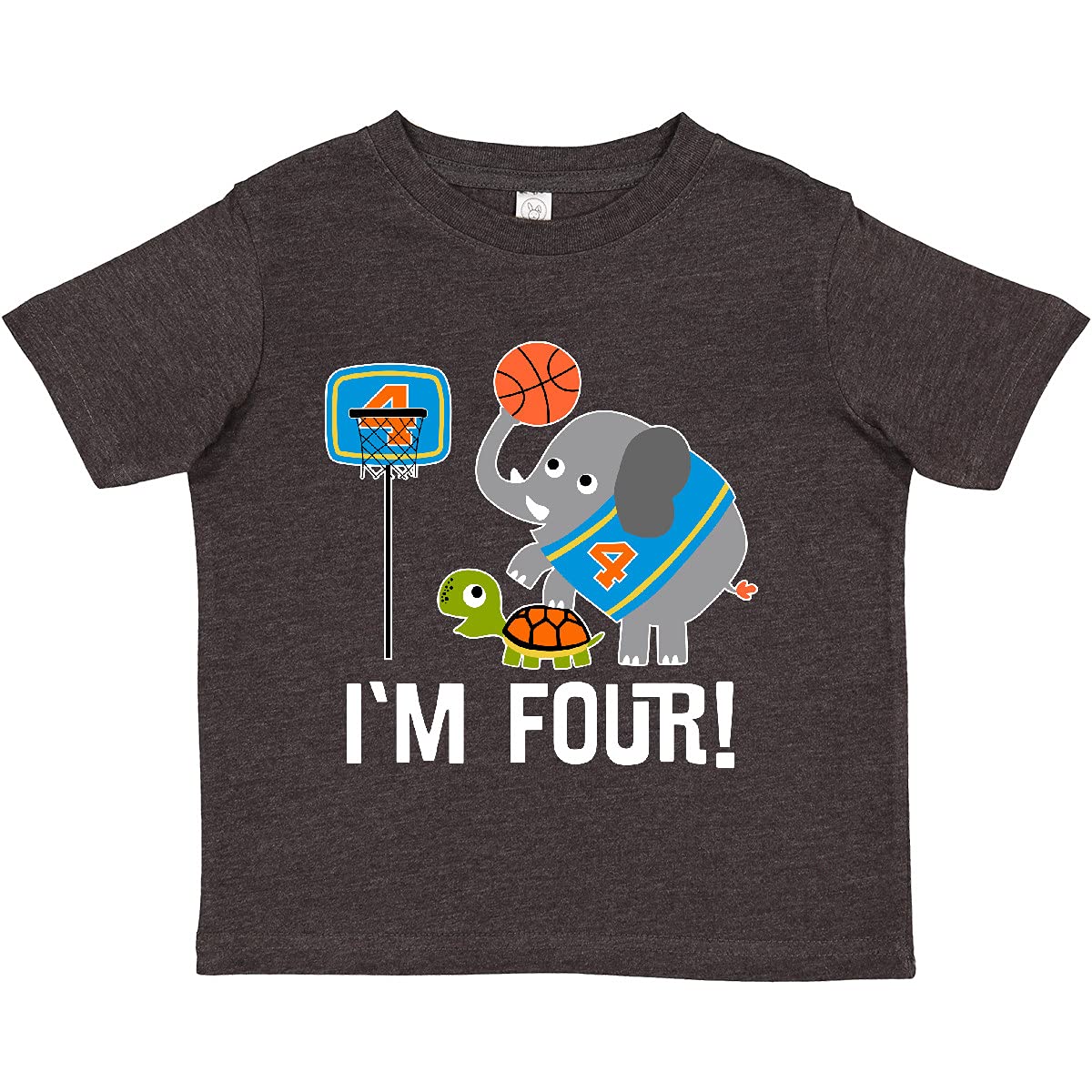 Inktastic Basketball 4th Birthday T-Shirt for 4 Year Old Boys & Girls - Fun Toddler Gift for Basketball Party & Sports Themed Birthday Celebration