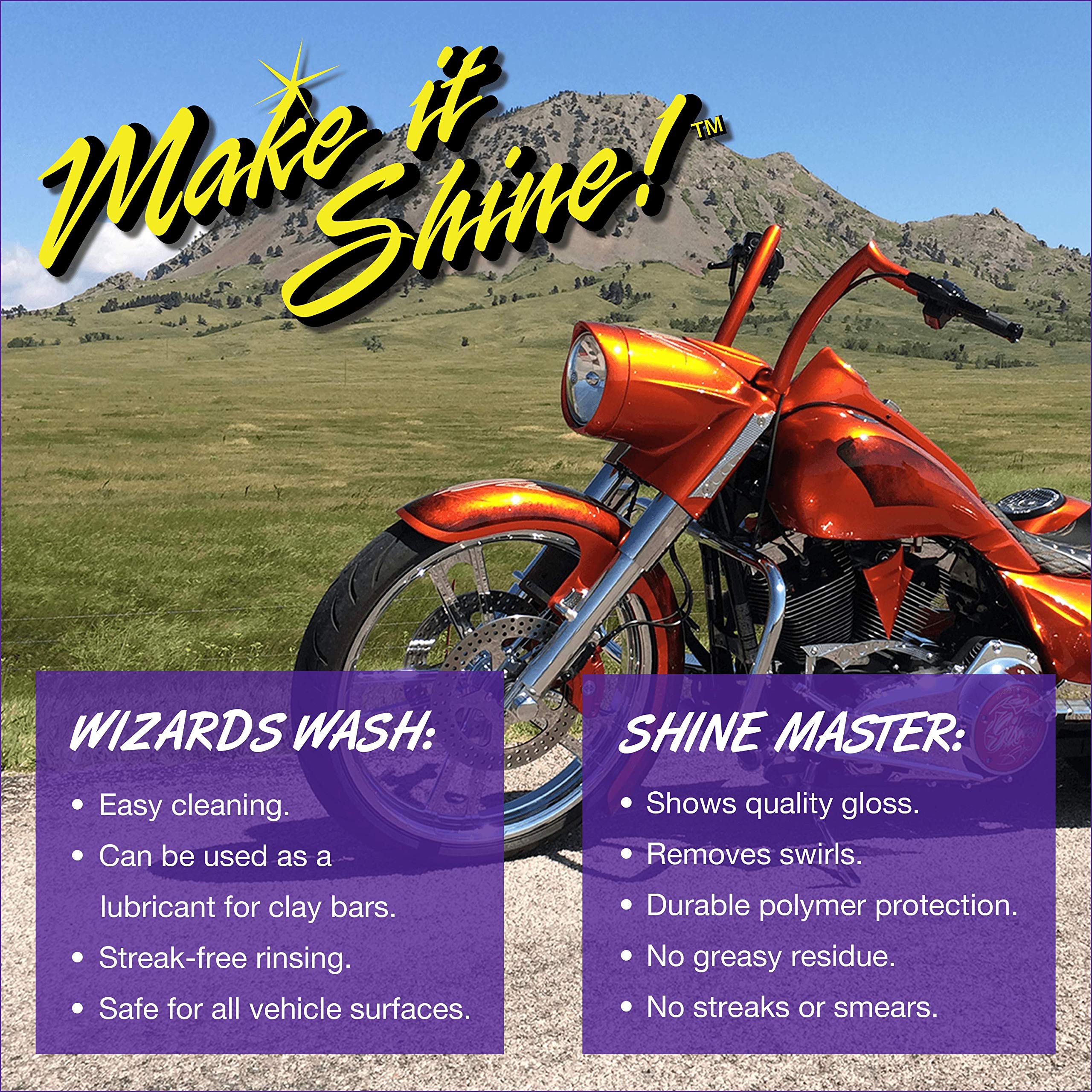 Premium 7-Piece Car Detailing Kit - Wizards Auto Cleaning Set with Mist & Shine, Tire & Vinyl Shine, Wash & Shine Master - Complete Car Care for Detailing, Washing & Polishing - Perfect Gift for Car Enthusiasts & DIY Auto Cleaning