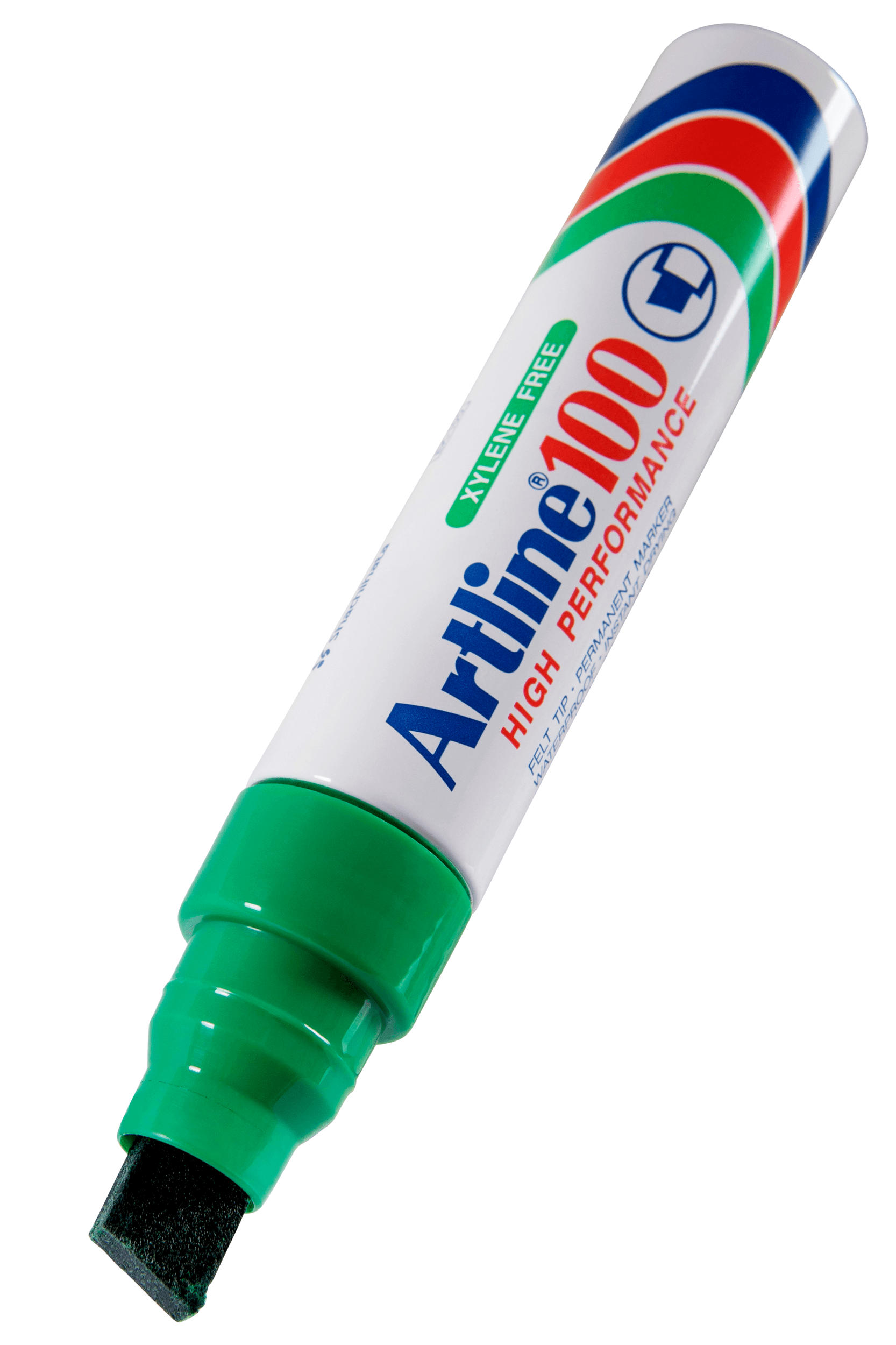 Artline 100 Permanent Marker Chisel Tip Green - Pack of 6 - Bold Industrial Markers for Labeling, DIY Projects & Office Use