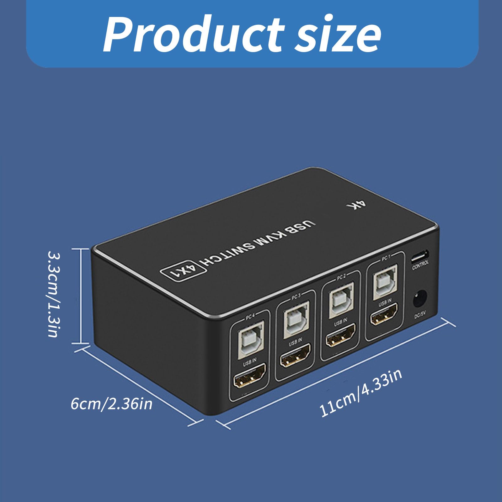 4K@60Hz USB KVM Switch 4 Port 4 in 1 Out - Share 4 Computers with 1 Monitor, Mouse & Keyboard - Ideal for Home Office, Gaming & Multi-PC Workstations