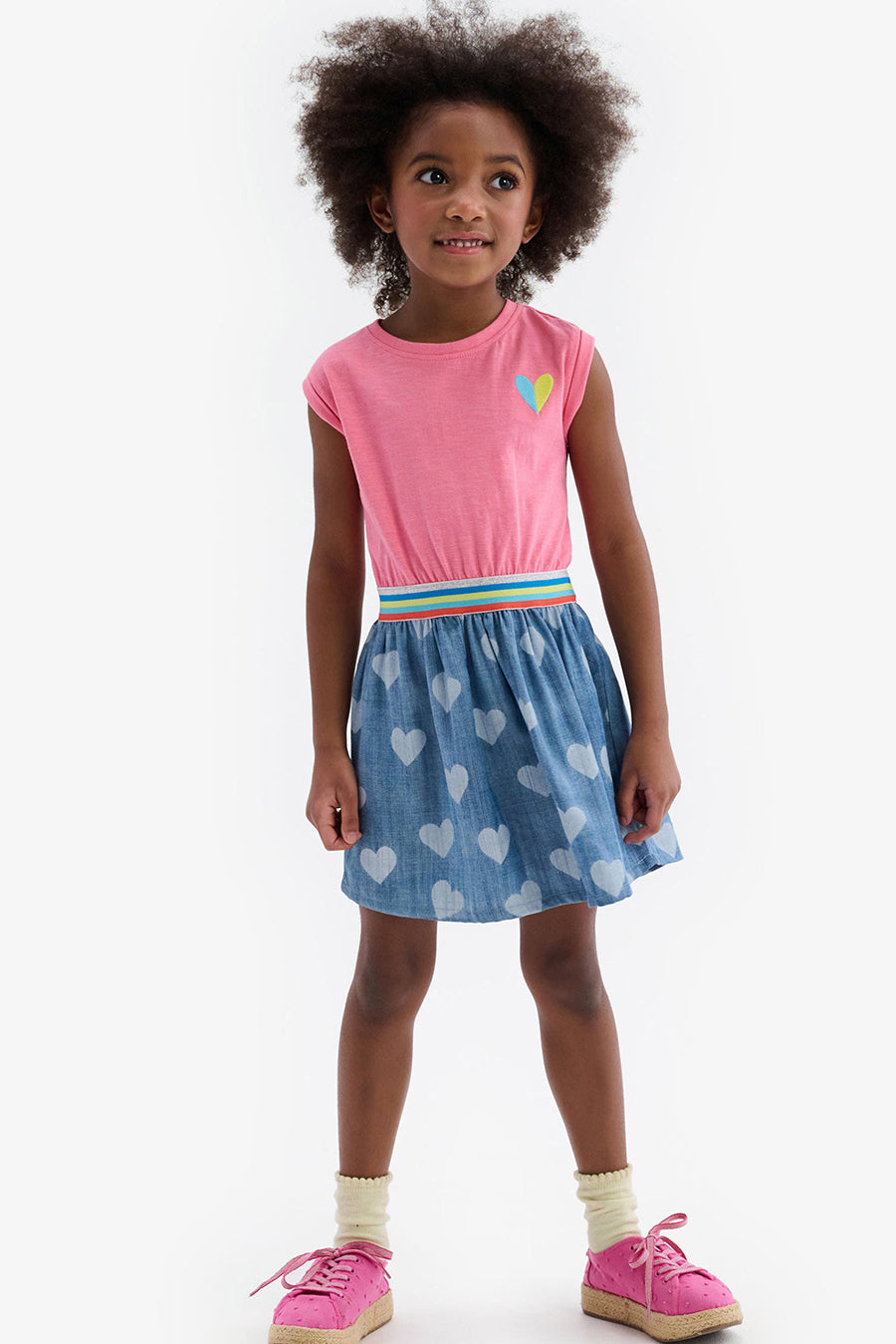 Girls' Dress with Bubblegum Hearts Print - Cute & Comfortable Outfit for Kids | Perfect for Birthday Parties, School, and Playdates