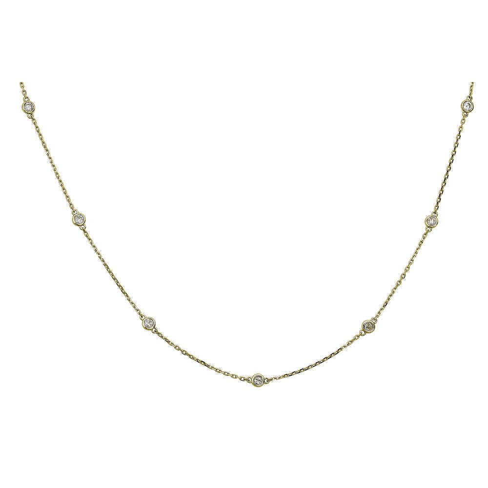 14KT 0.75CT Round Diamond Tennis Necklace - 18 Inch White Gold & Yellow Gold Options | Elegant Everyday Jewelry for Women, Perfect for Weddings, Parties & Special Occasions