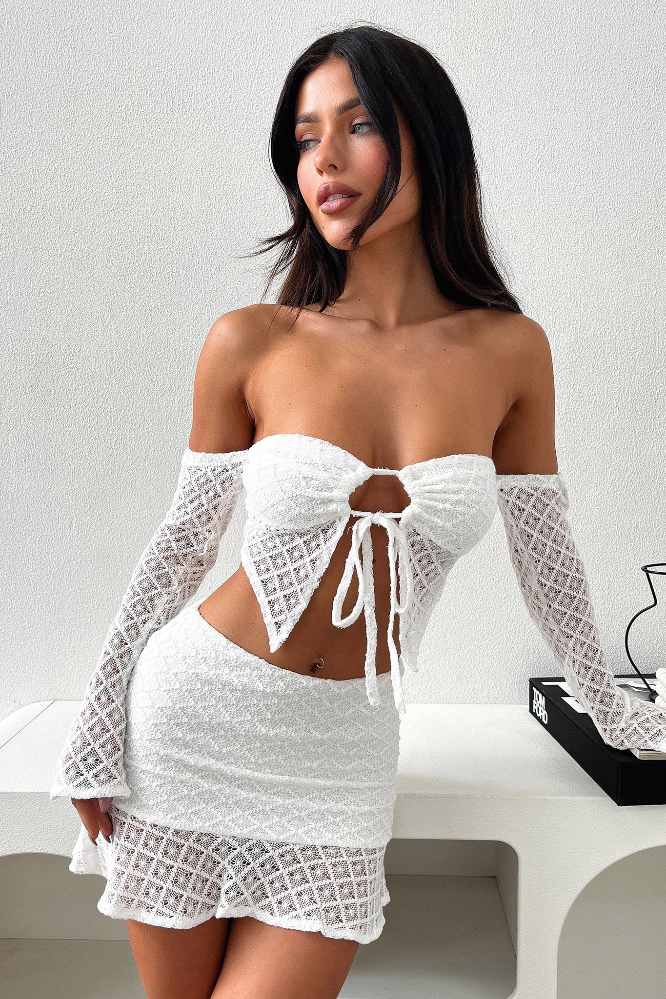 Devoted Mini Skirt in White | Women's Fashion Short Skirt for Casual Wear, Party & Date Night Outfits