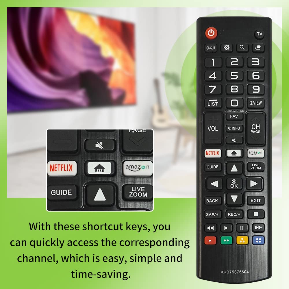 AKB75375604 Replacement Remote Control for LG Smart TV - Universal Infrared Remote Compatible with Multiple LG Smart TV Models | Perfect for Living Room, Bedroom & Home Theater Setup