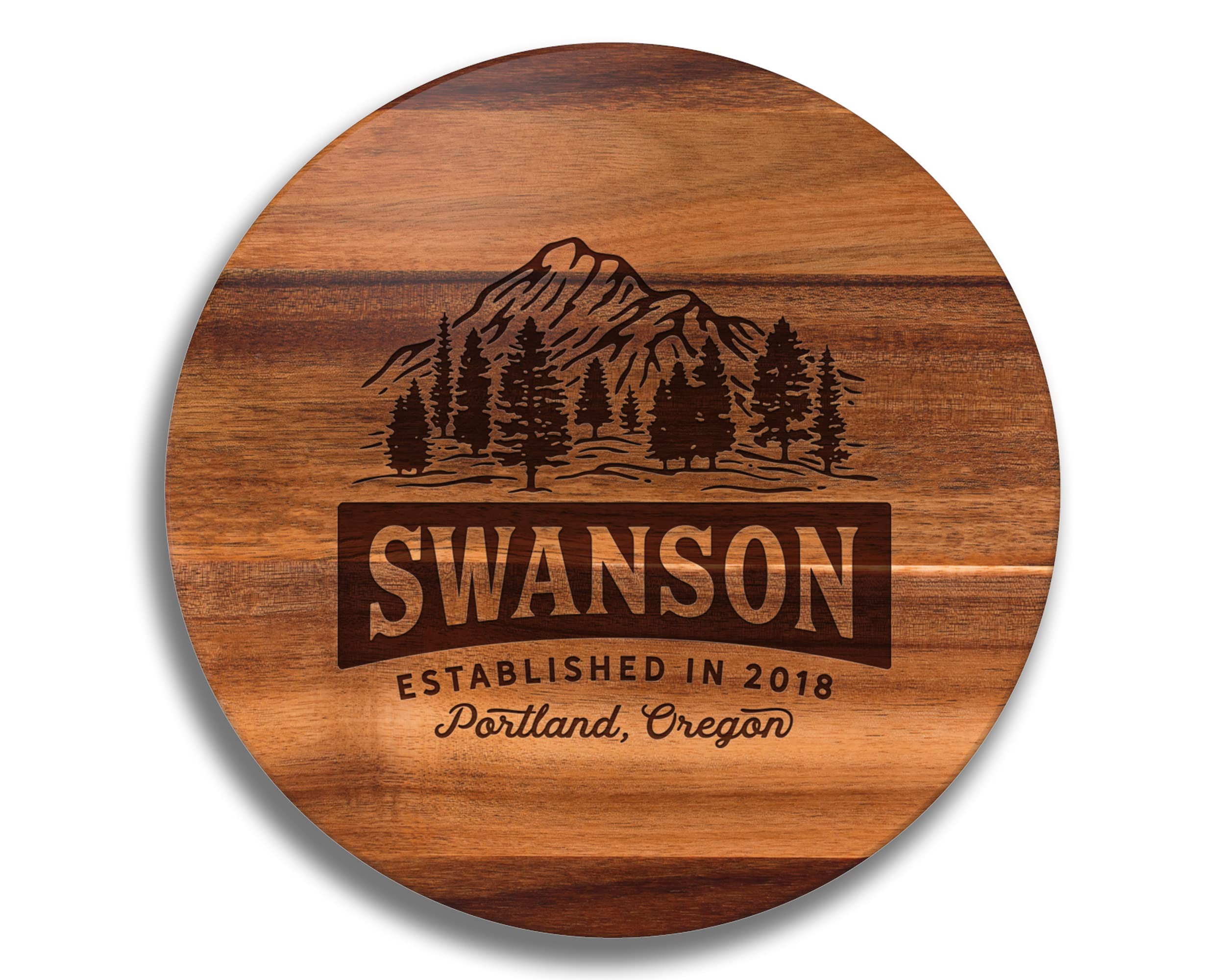 Personalized Acacia Wood Lazy Susan Turntable - Unique Gift for Men, Husband, Dad | Custom Engraved Wooden Serving Tray for Dining, Entertaining & Home Decor
