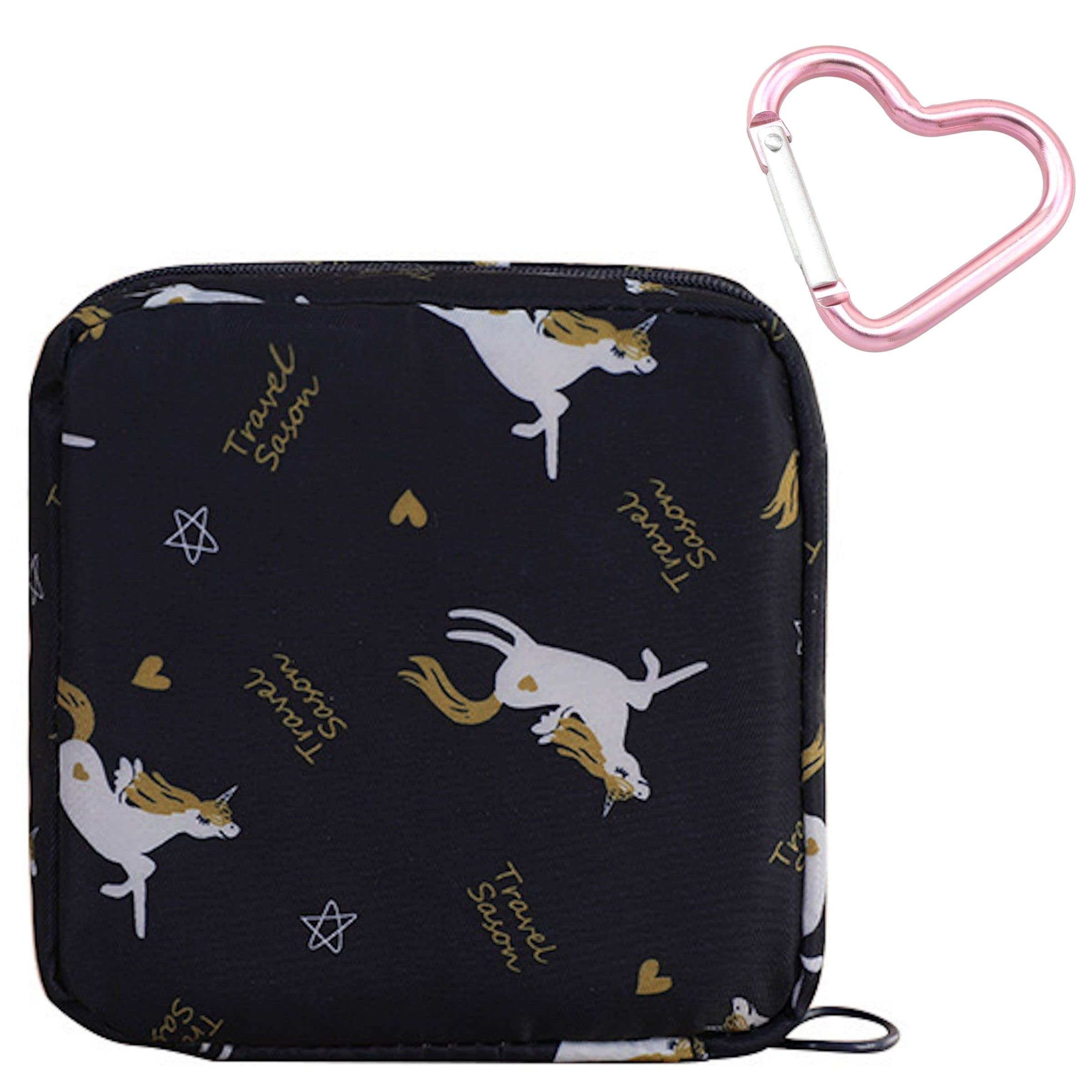 Reusable Sanitary Napkin Storage Bag for Women & Teens | Waterproof Nylon Pouch | Zero Waste Period Care | Perfect for Travel, Gym & School (Unicorn Design)