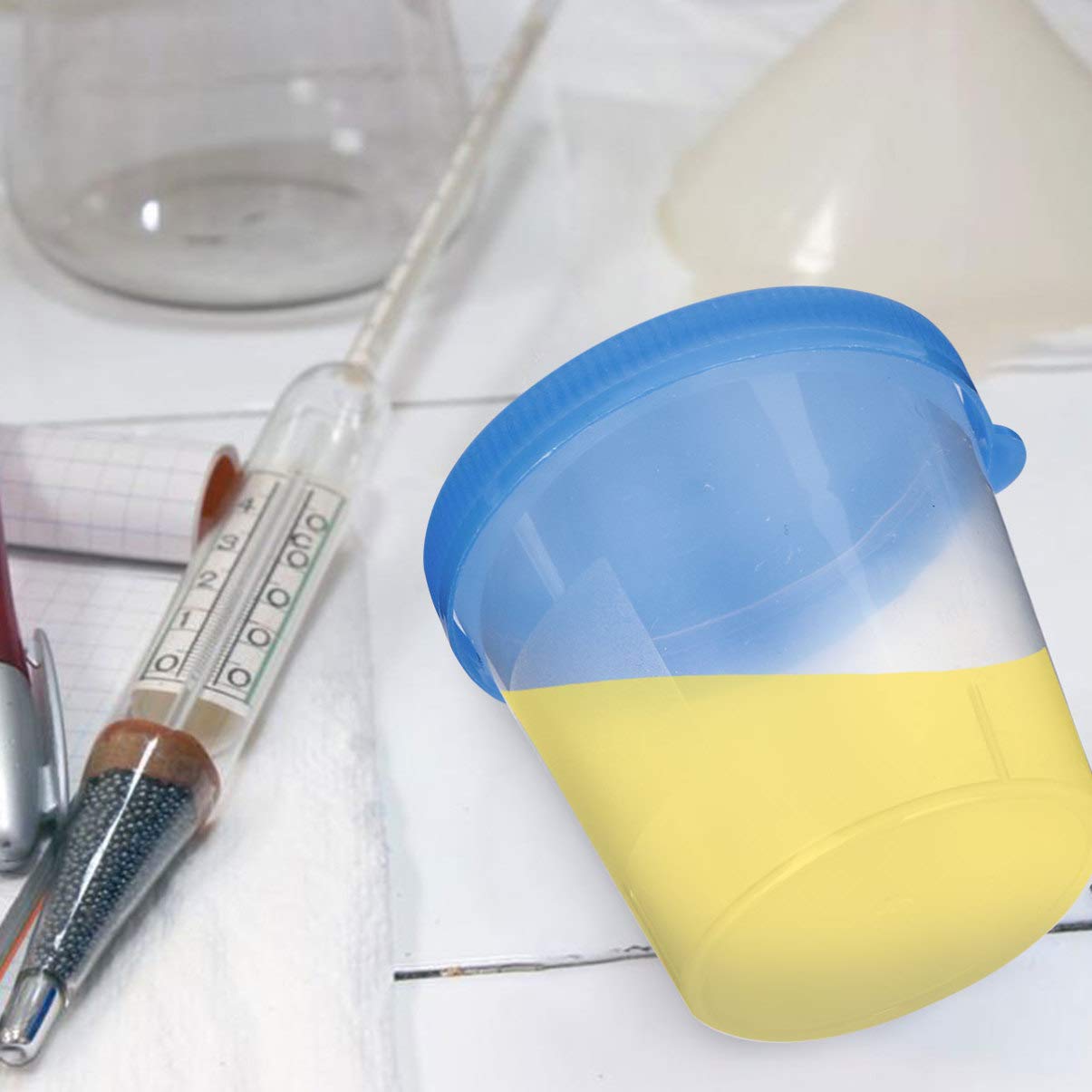50pcs 40ml Sterile Plastic Urine Specimen Collection Cups with Lids - Medical Urine Testing Containers for Home, Clinic & Lab Use (Random Colors)