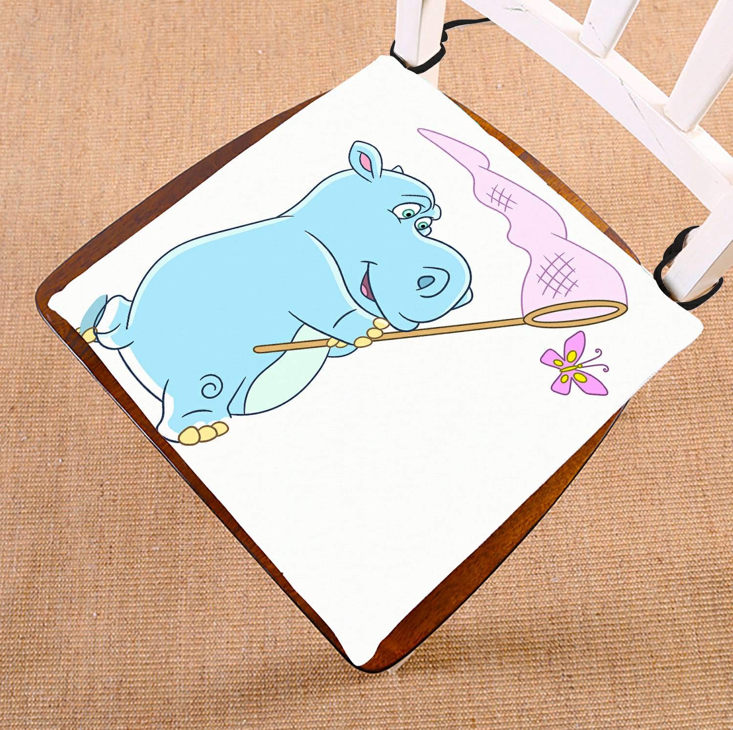 ECZJNT Cartoon Hippo Butterfly Bed Runner - 20x95 Inch Decorative Bed Scarf for Queen/King Size Beds - Perfect for Bedroom Decor, Wedding Gift & Home Styling