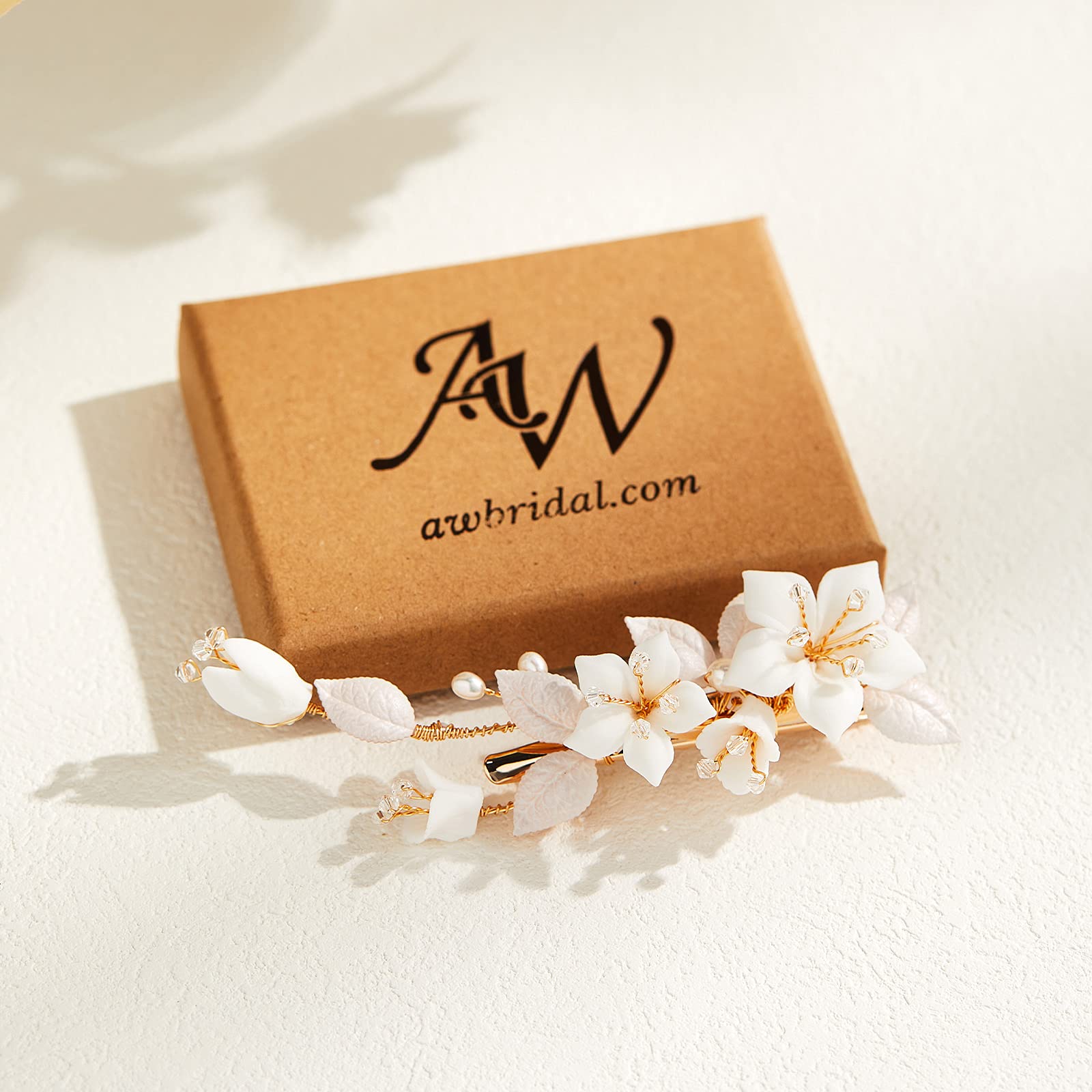 AW BRIDAL Gold Flower Hair Clip for Wedding - Elegant Bridal Hair Comb Barrette, Women's Wedding Hair Accessories for Brides, Bridesmaids, and Girls - Perfect for Weddings, Prom, and Formal Events