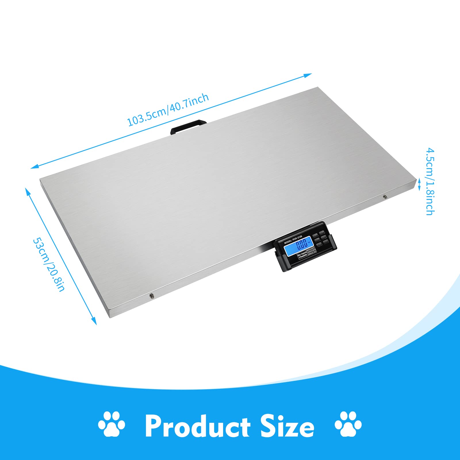 440lbs Heavy Duty Digital Veterinary Scale with LCD Display - 40.7 x 20.8in Stainless Steel Large Pet & Livestock Weighing Platform - Accurate Electronic Scale for Dogs, Cats, Horses, Cattle - Perfect for Vet Clinics, Farms & Animal Health Monitoring