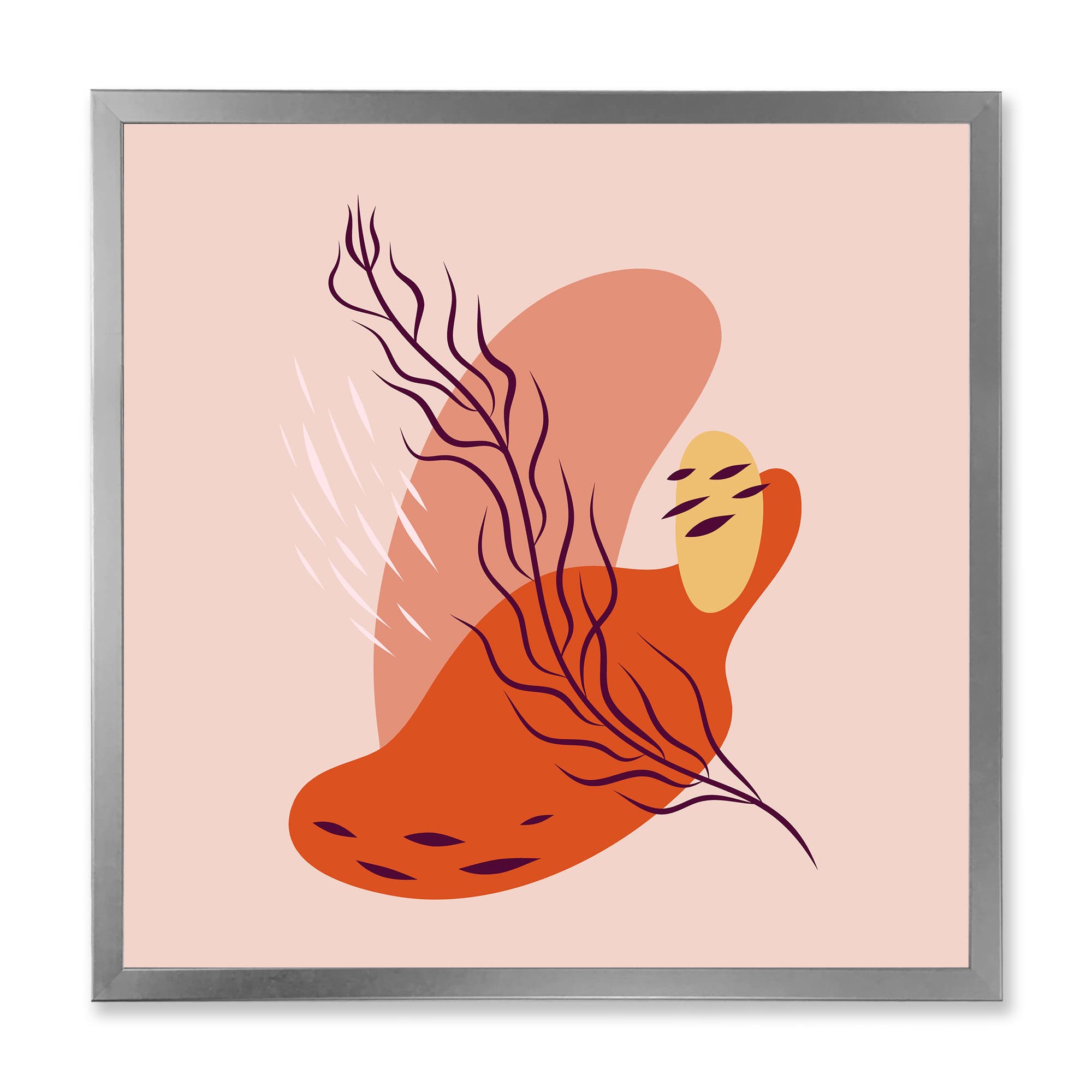 Abstract Spring Leaf Wall Art - Modern Framed Home Decor in Warm Colors for Living Room, Bedroom & Office