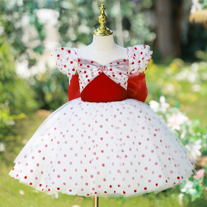 Polka Dot Baby Girl Dress for Toddlers - Garden Wedding, Communion & Party Princess Outfit - Perfect for Special Occasions & Photo Shoots