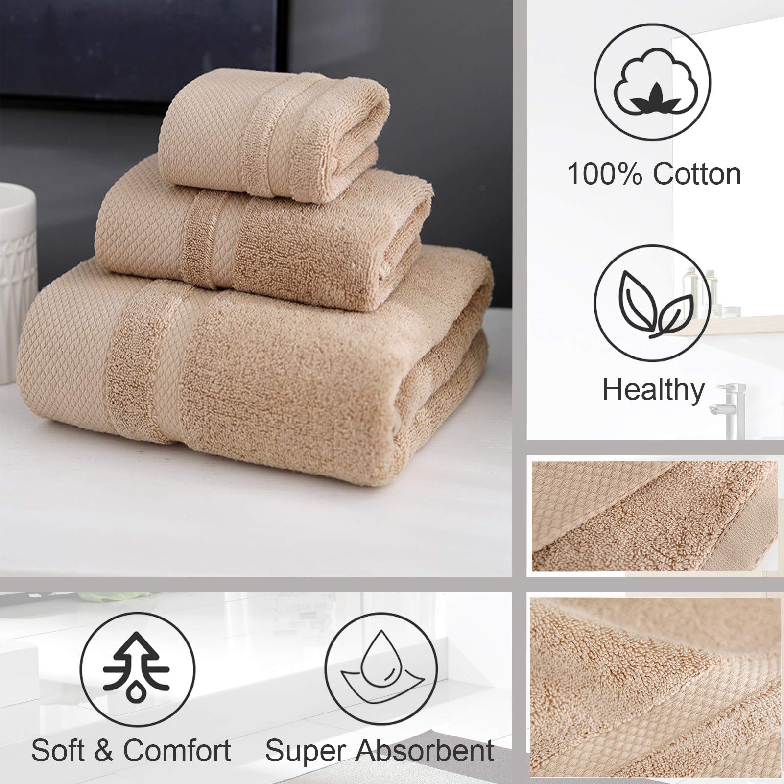 Personalized Monogrammed Bath Towels Set of 3 - 100% Cotton Luxury Embroidered Custom Name Towels for Wedding, Bridal Shower, Anniversary Gifts - Perfect for Bathroom, Spa, Hotel & Home Decor