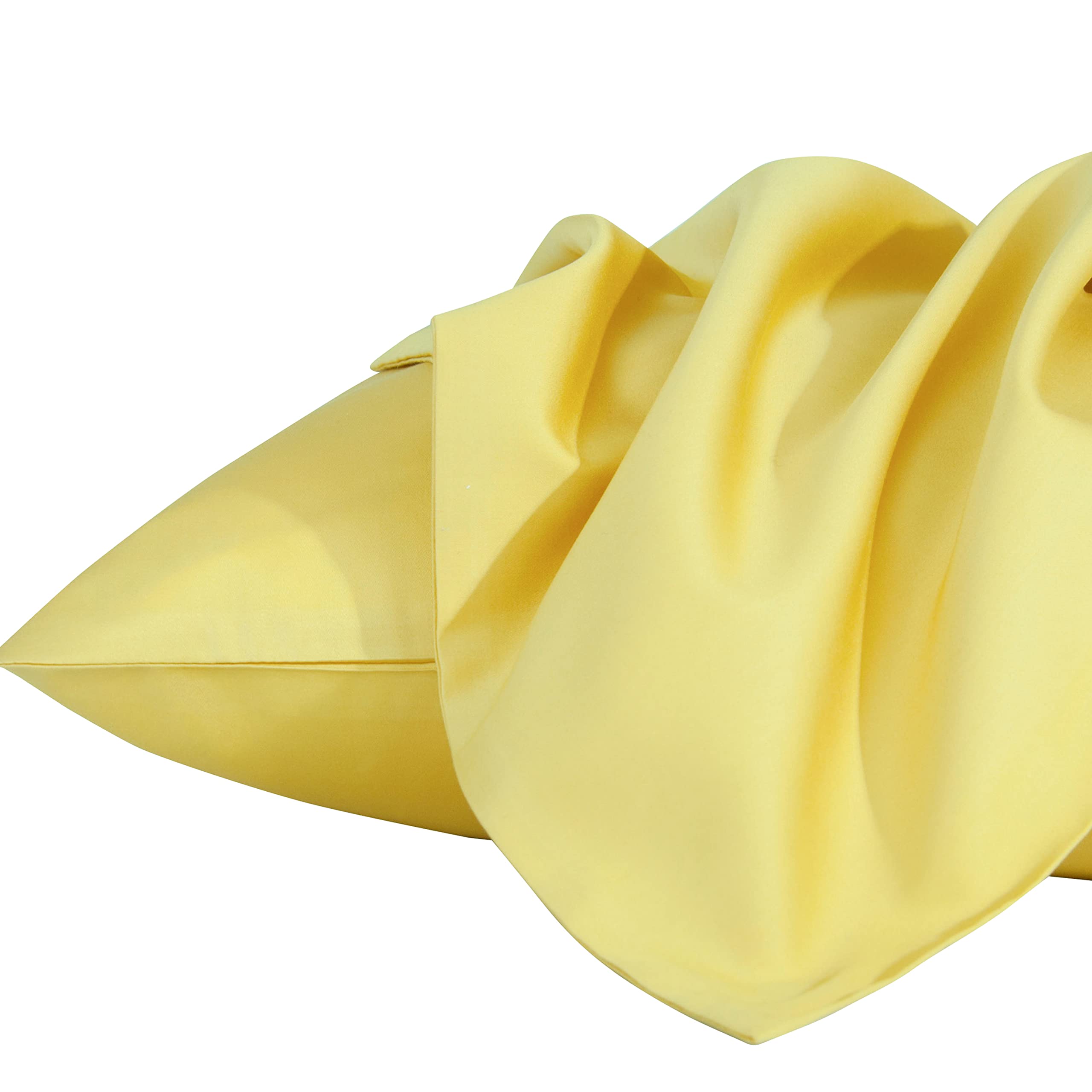 Premium Egyptian Cotton King Pillowcase Set of 2 - 500 Thread Count Soft & Breathable Envelope Closure Bed Pillow Covers 20x36 Inches - Mustard Yellow for Luxury Bedroom Decor & Hotel Style Comfort