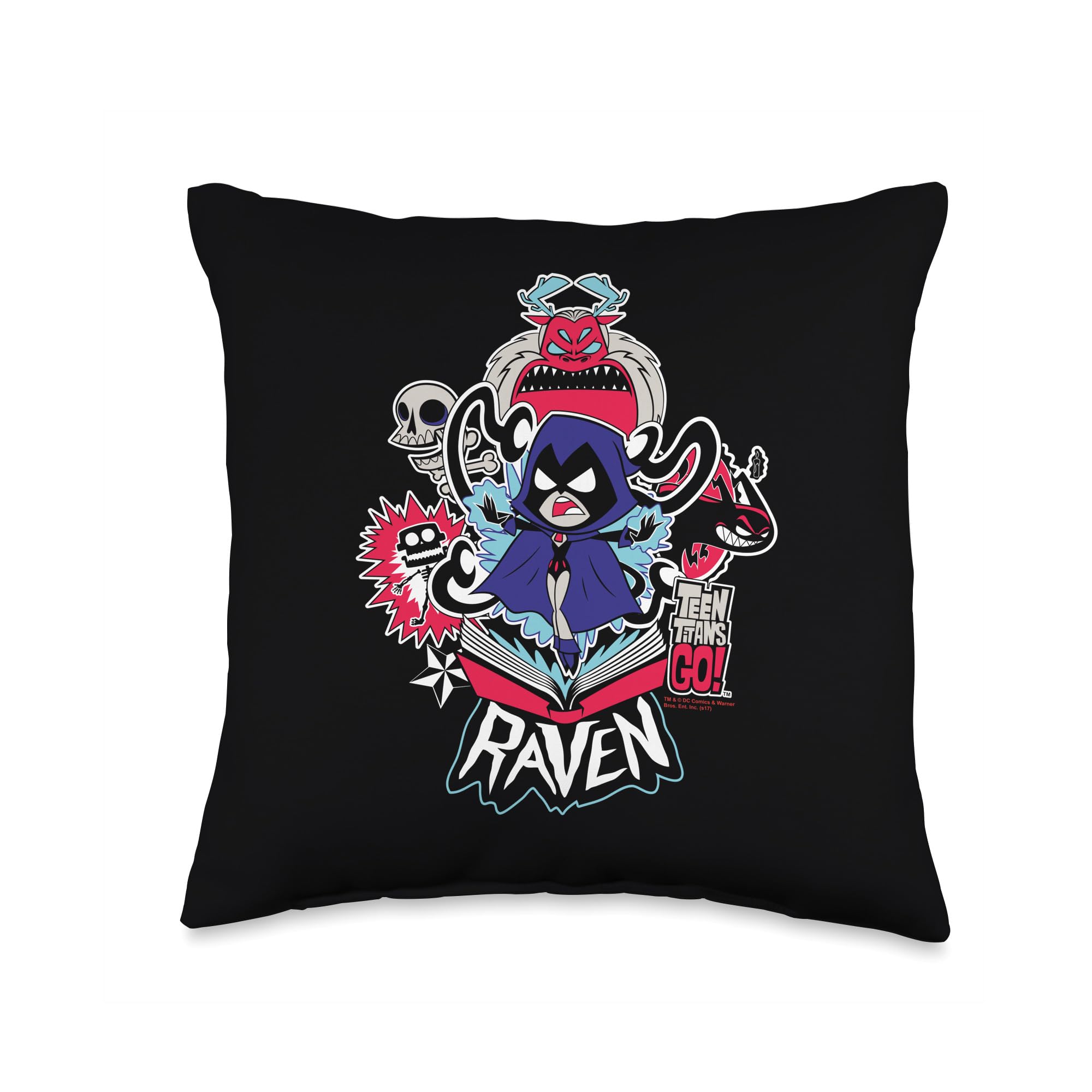 Teen Titans Go! Raven Throw Pillow - Soft Anime Cushion for Bed, Sofa & Gaming Chair - DC Comics Superhero Home Decor Gift for Fans
