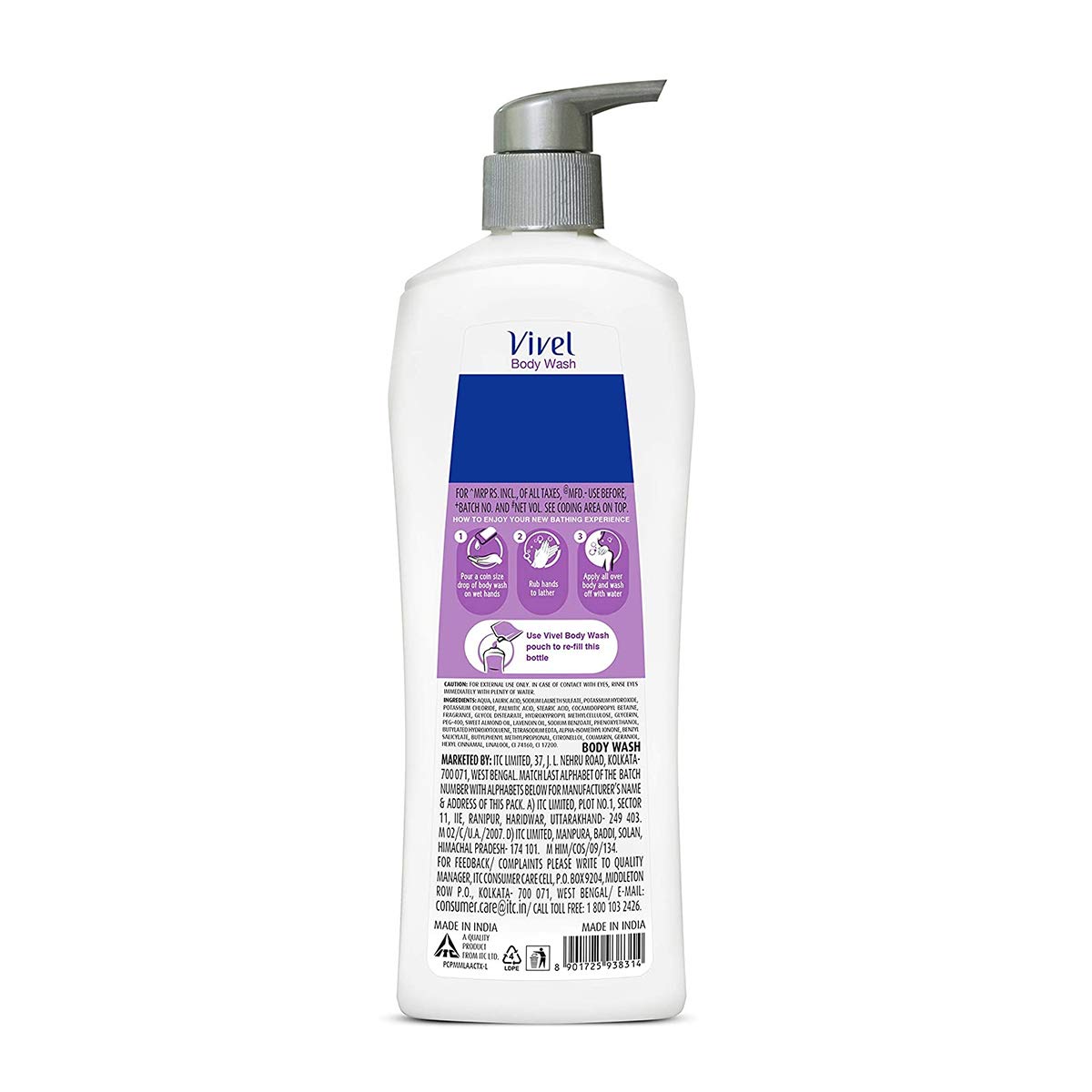 VIVEL Moisturizing Body Wash with Glycerin & Honey - Hydrating Shower Gel for Glowing Skin - 500ml Pump Bottle - Lavender & Almond Oil Shower Cream - Perfect for Dry Skin Care & Daily Relaxation