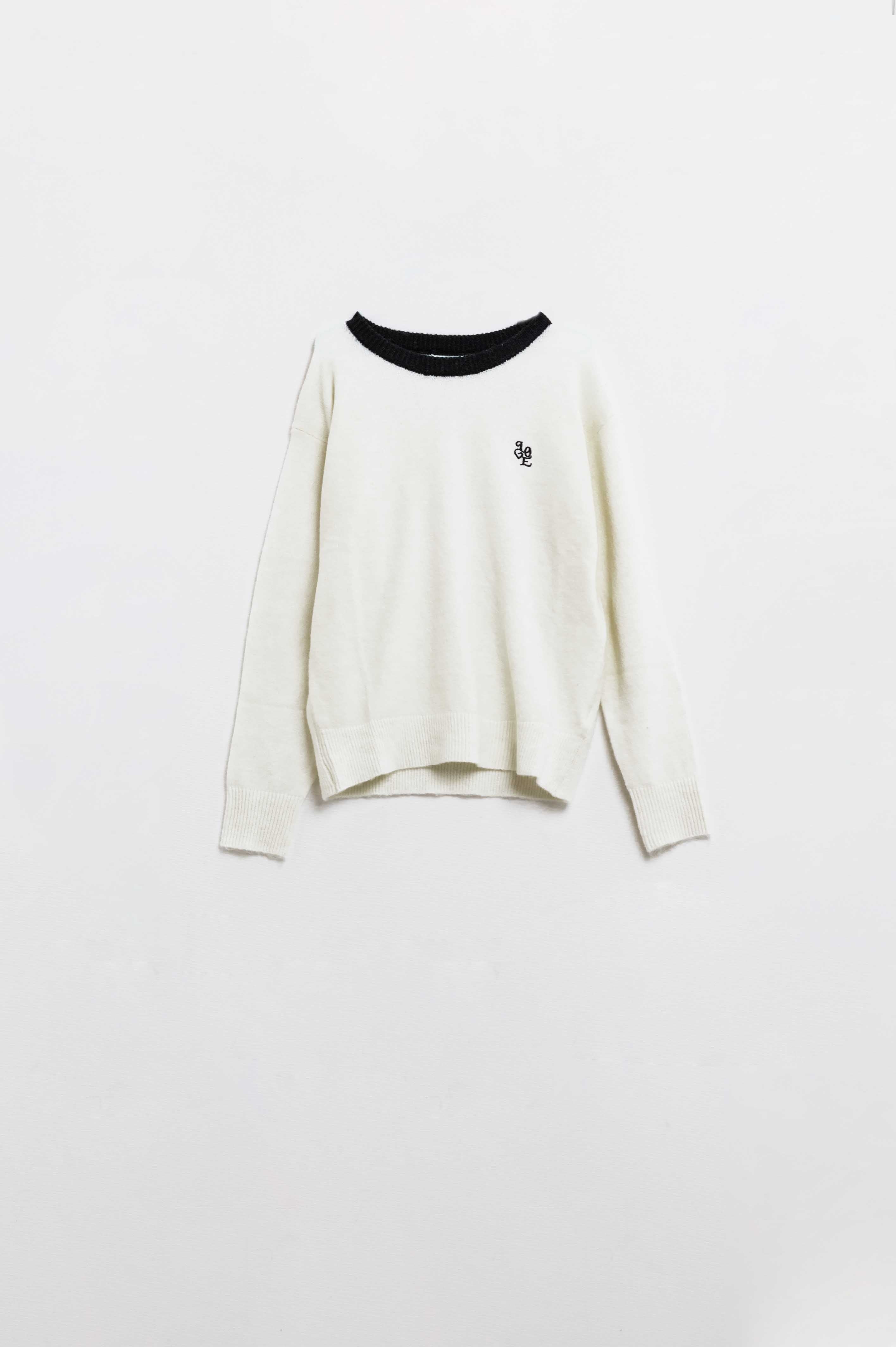 White Pullover with Contrast Collar and Love Logo on Chest - Perfect for Casual Wear, Date Nights & Everyday Comfort